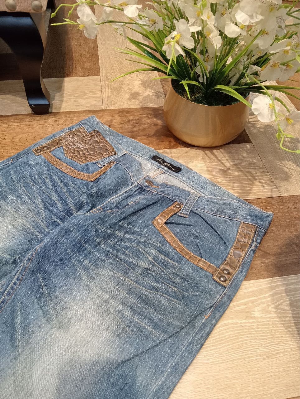 Japanese Brand ROOT THREE JAPAN BLUE WASHED FLARED DENIM JEANS Size US 34 / EU 50 - 5 Thumbnail