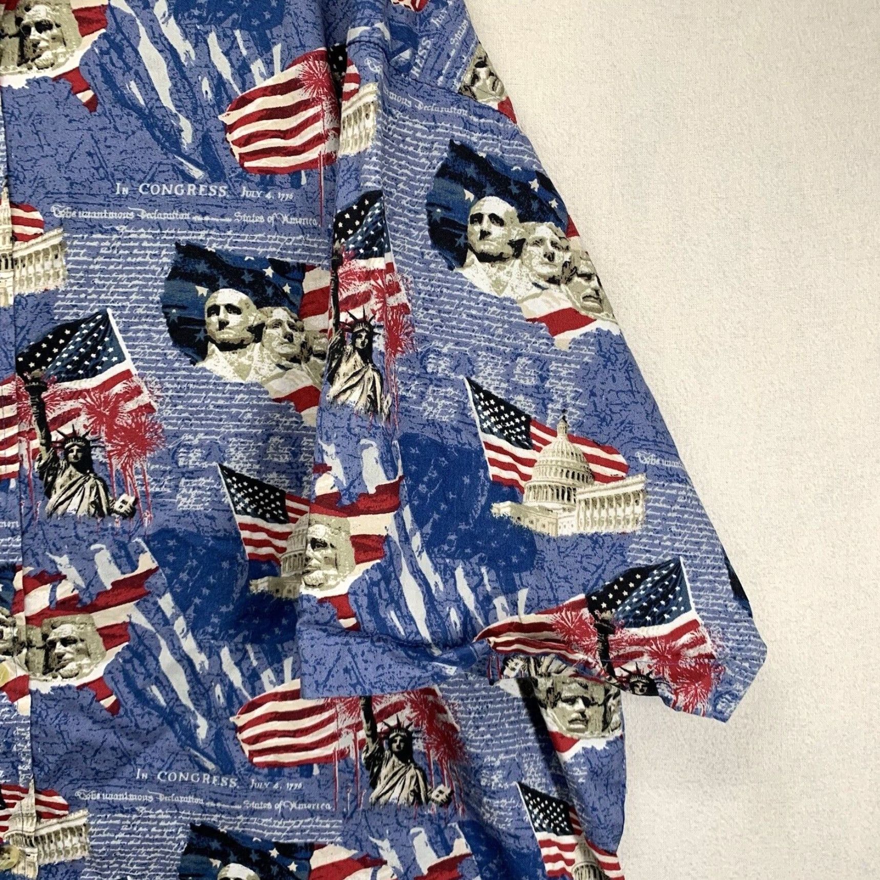 Cotton Traders VINTAGE Cotton Traders Men's 2XL Patriotic Short Sleeve Shirt Red White Blue American Flag Mount Rushmore Summer Casual Size US XXL / EU 58 / 5 - 7 Thumbnail