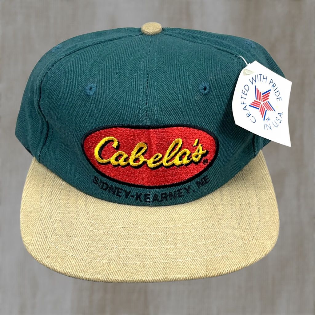 Vintage VINTAGE Cabela's Hat Cap Strap Back Green Made In USA Outdoors Adult Hat Green One Size Adjustable Casual Outdoor USA 80s 90s Logo Mens Size ONE SIZE - 1 Thumbnail