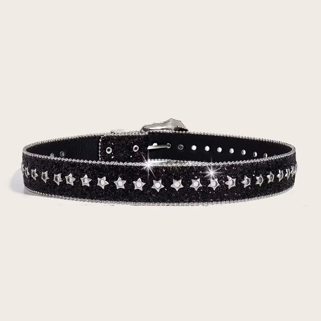 Japanese Brand 💥shining black streetwear jewellery style belt Size ONE SIZE - 2 Thumbnail