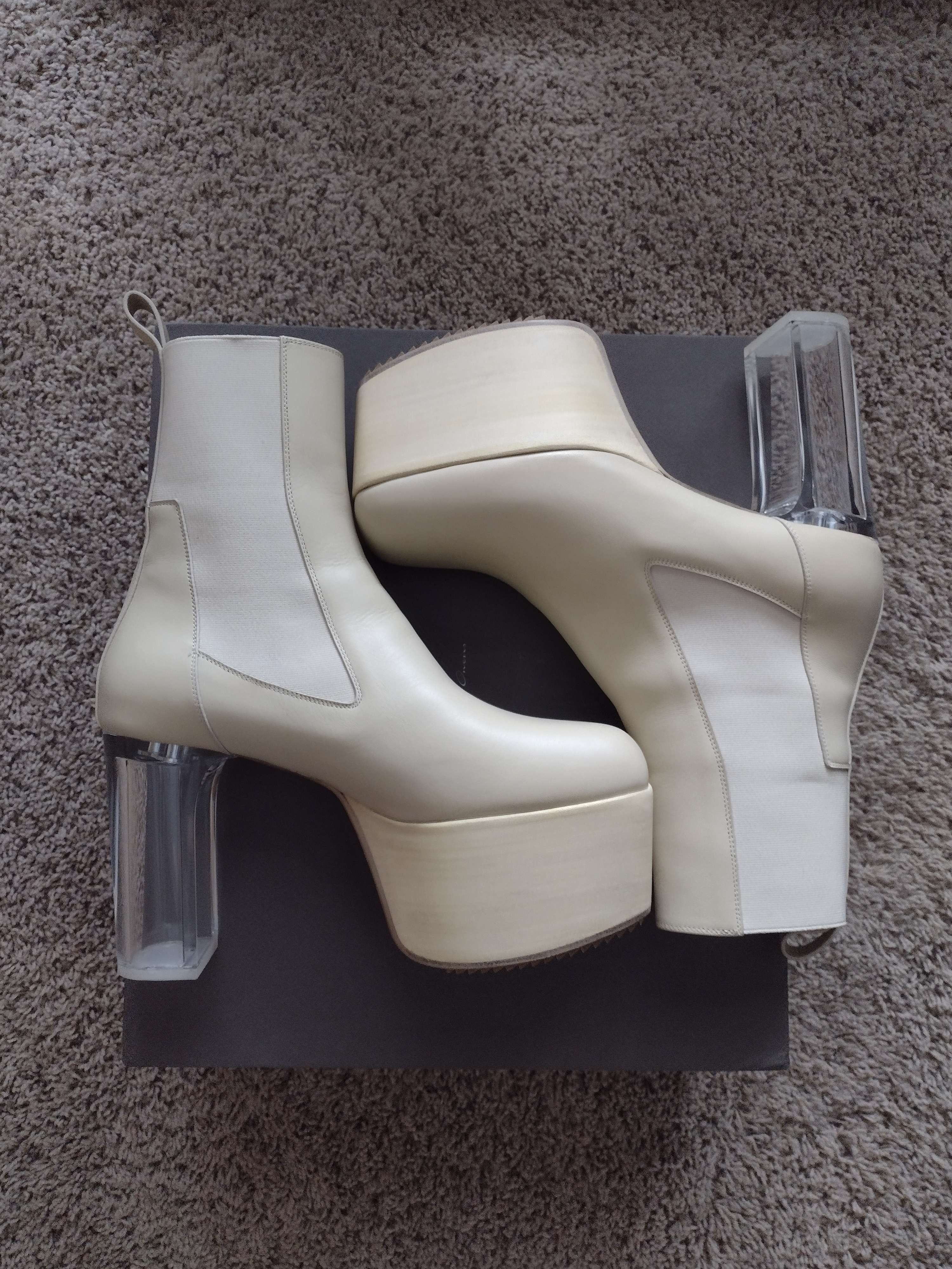 Pre-owned Rick Owens Clear Kiss Heel Shoes Vanilla 44.5