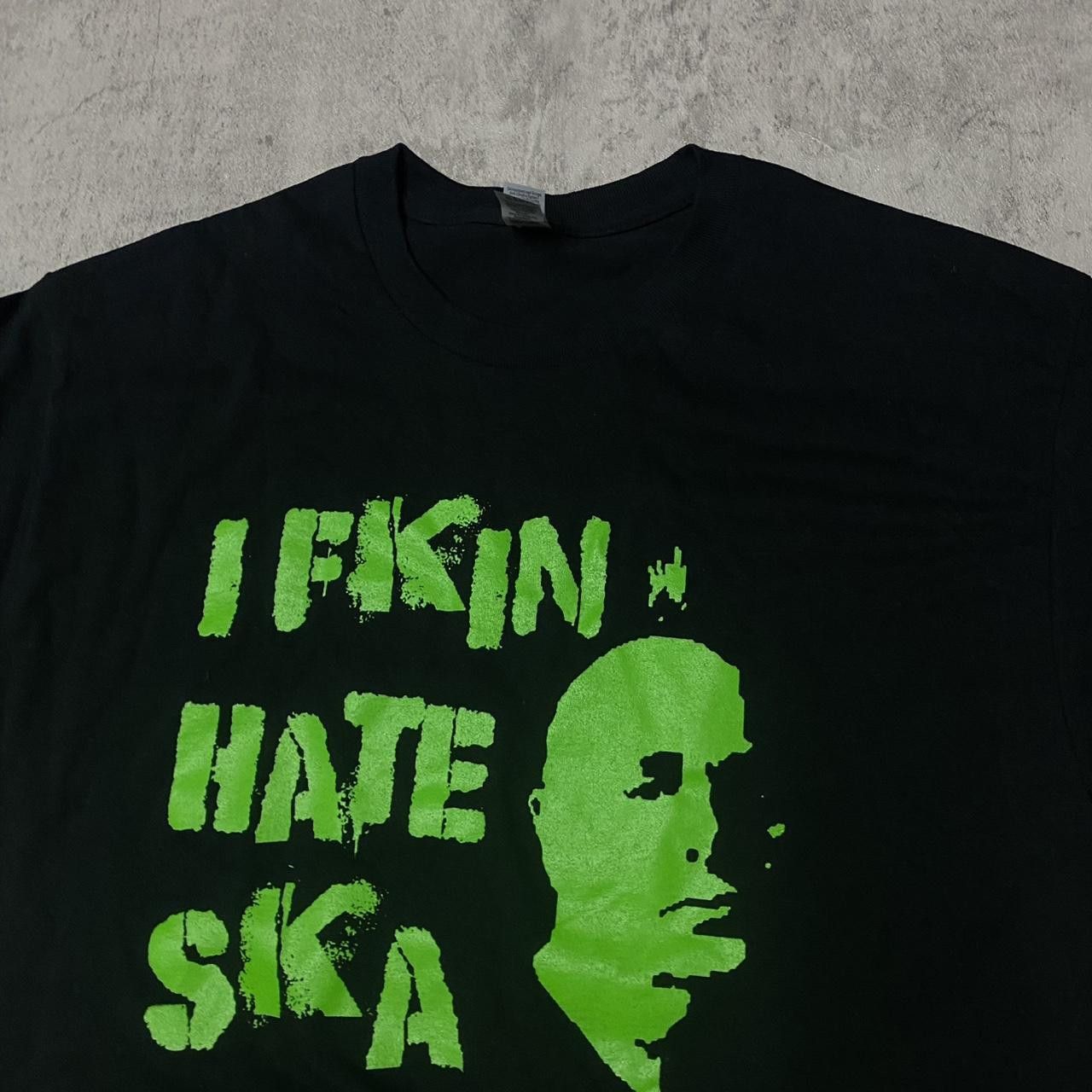 Gildan Black and green "I F**kin Hate Ska" tee #skate Size US XL / EU 56 / 4 - 2 Thumbnail