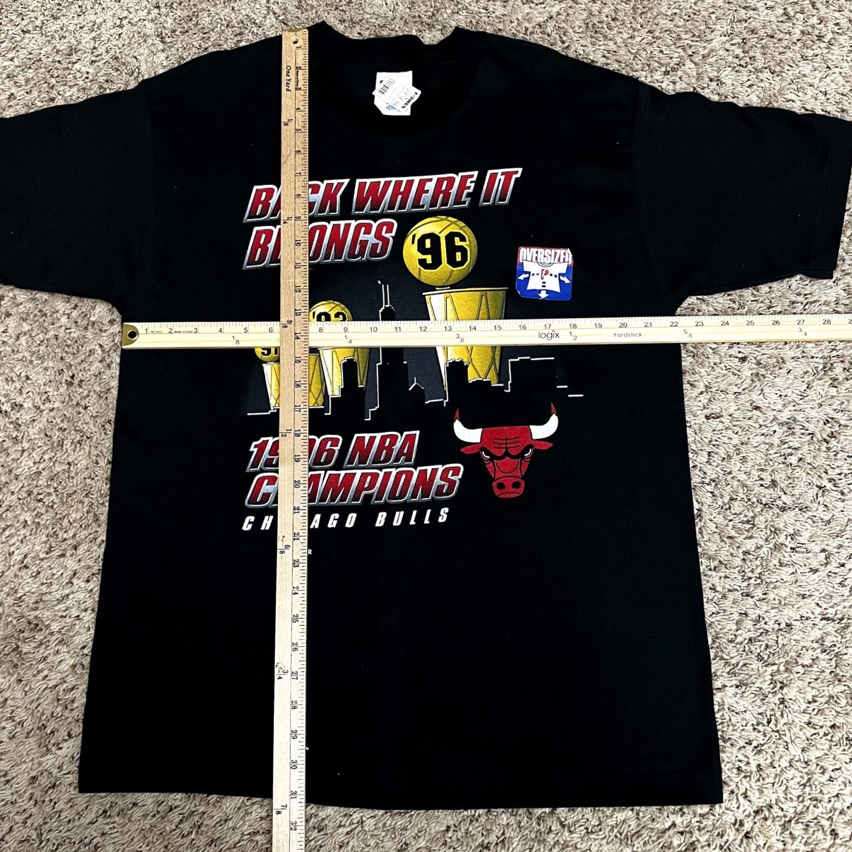 Pro Player VINTAGE 90s Chicago Bulls T-Shirt L Mens Black Pro Player 1996 NBA Champions Graphic Deadstock Size US L / EU 52-54 / 3 - 6 Thumbnail
