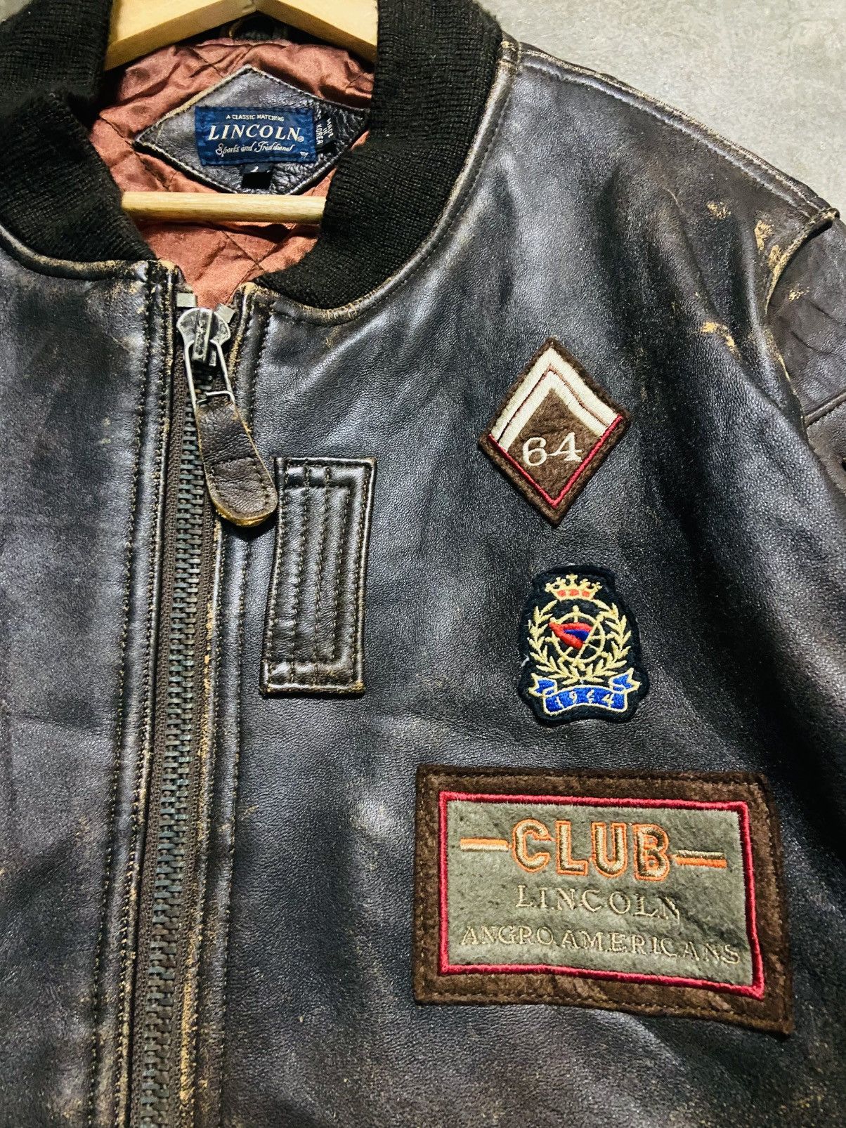 Genuine Leather Vintage Lincoln Sheepskin Leather Bomber Jacket Size US L / EU 52-54 / 3 - 6 Thumbnail