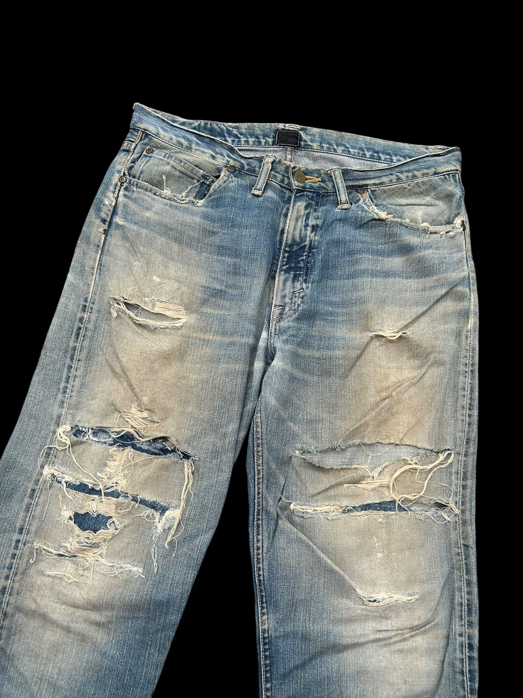 Kapital × Lee × Vintage Thrashed Vintage Lee Riders Selvedge Denim Jeans Size US 35 - 5 Thumbnail