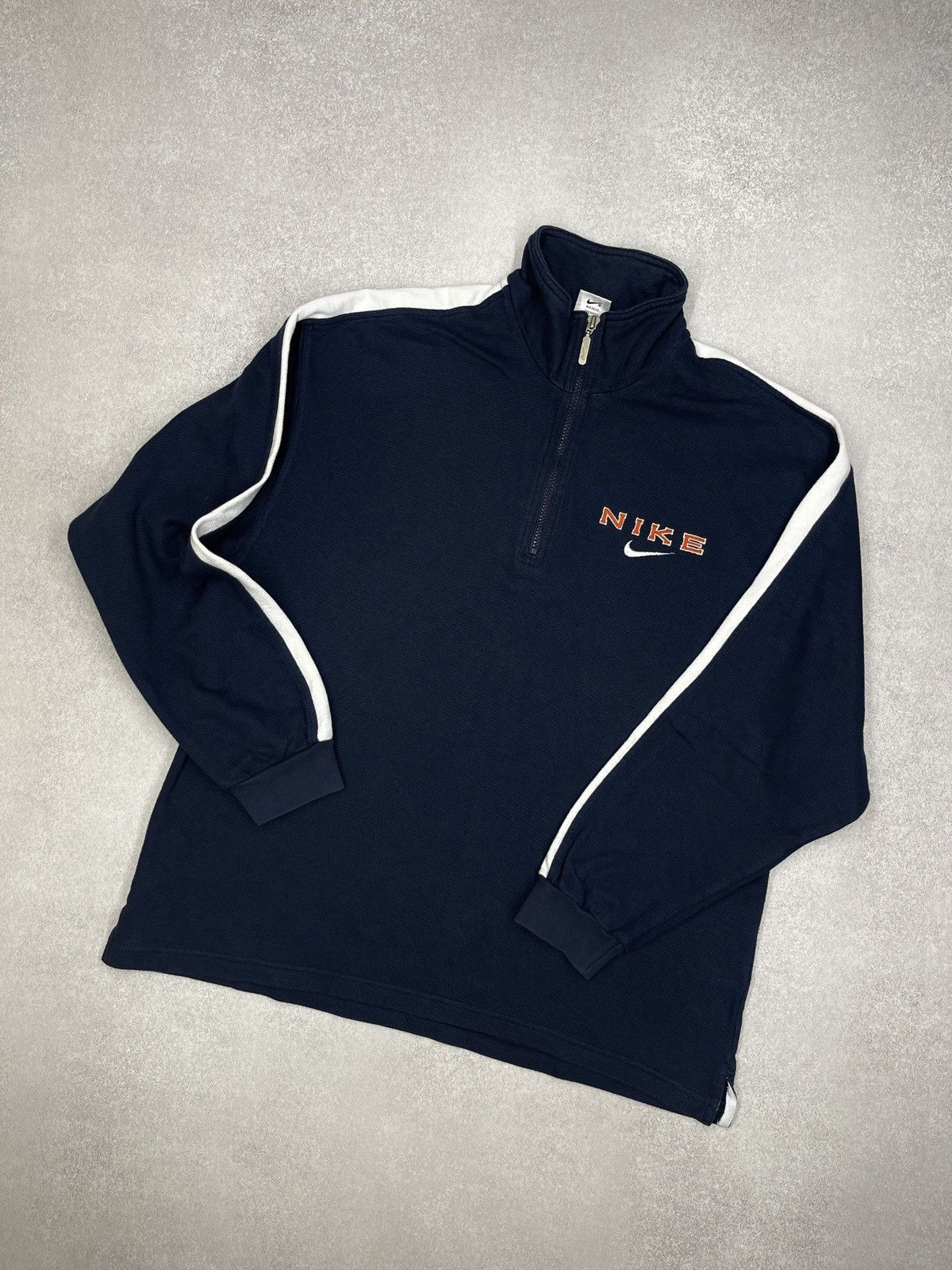 Vintage Nike 1/4 Half Zip Sweatshirt Navy Double Logo Y2K