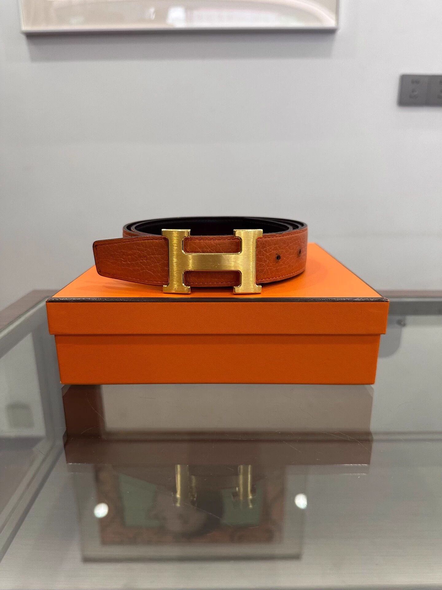 Hermes hermes orange black H buckle belt 95cm 99new box Size ONE SIZE - 1 Thumbnail