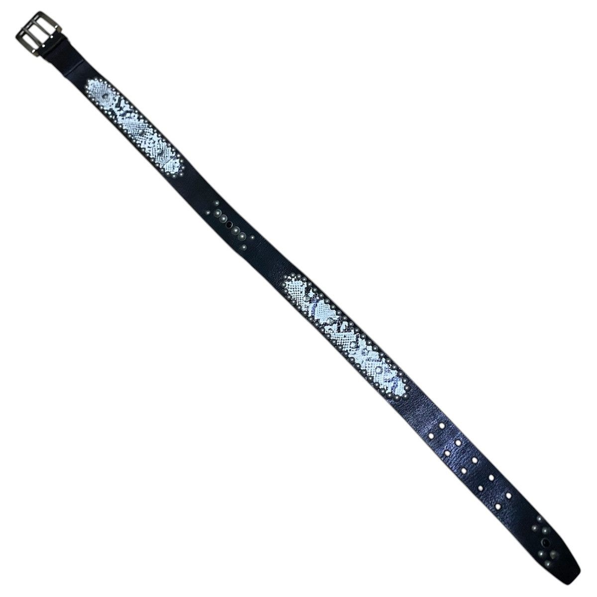 Japanese Brand Handmade Japanese Snakeskin Leather Studded Belt Size ONE SIZE - 8 Thumbnail