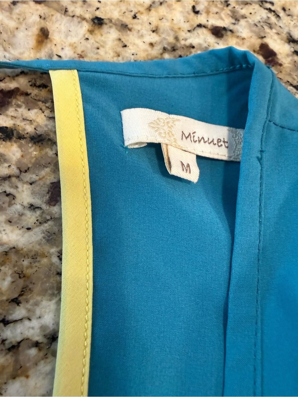 Minnetonka Minuet sleeveless top teal blue yellow trim SZ M Size M / US 6-8 / IT 42-44 - 6 Thumbnail