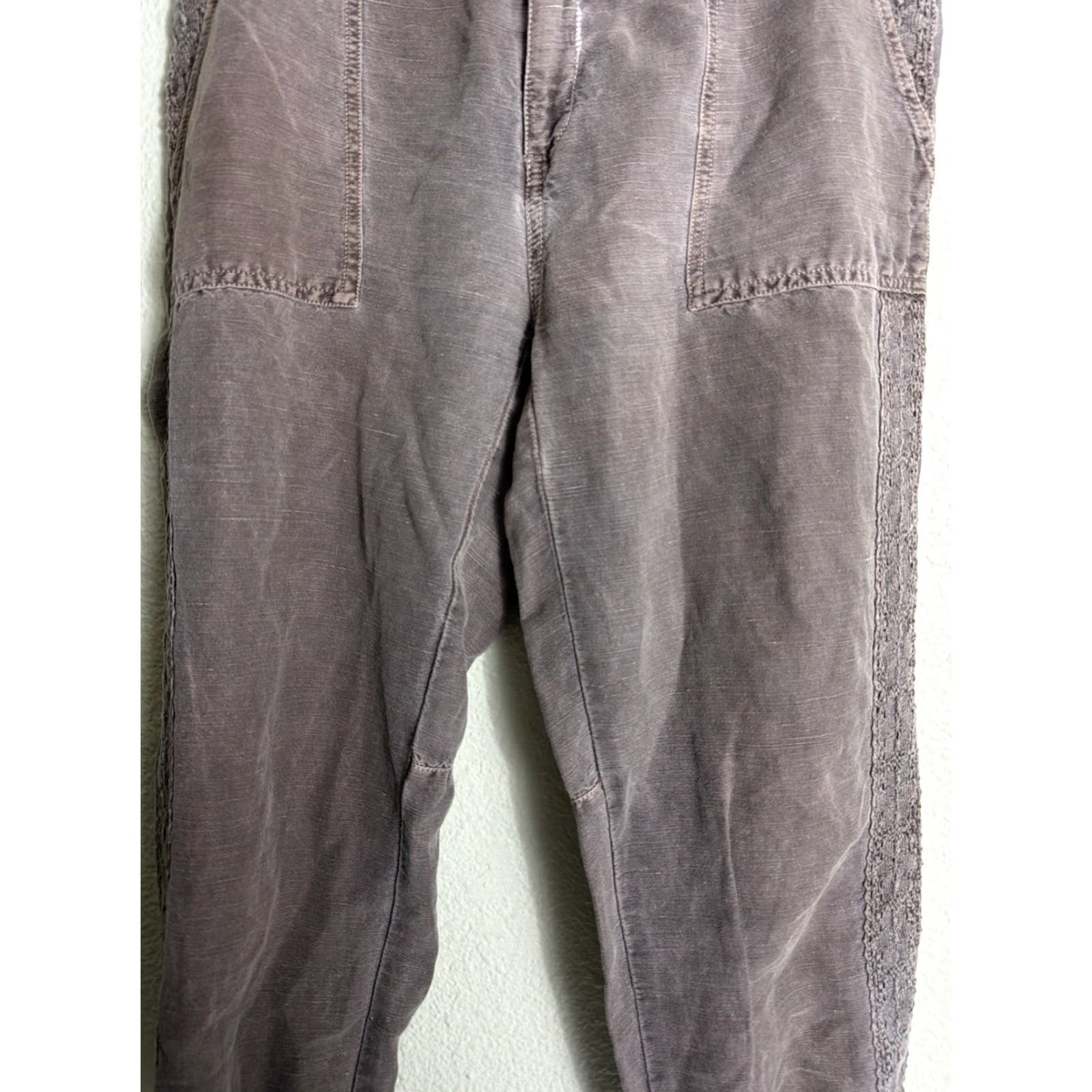Vintage Sundance Womens Capri Pants Brown 32x23 Petite 10P Lace Linen Cotton Festival Capris Womens Pants Brown Capris 10P Size 32" / US 10 / IT 46 - 3 Thumbnail