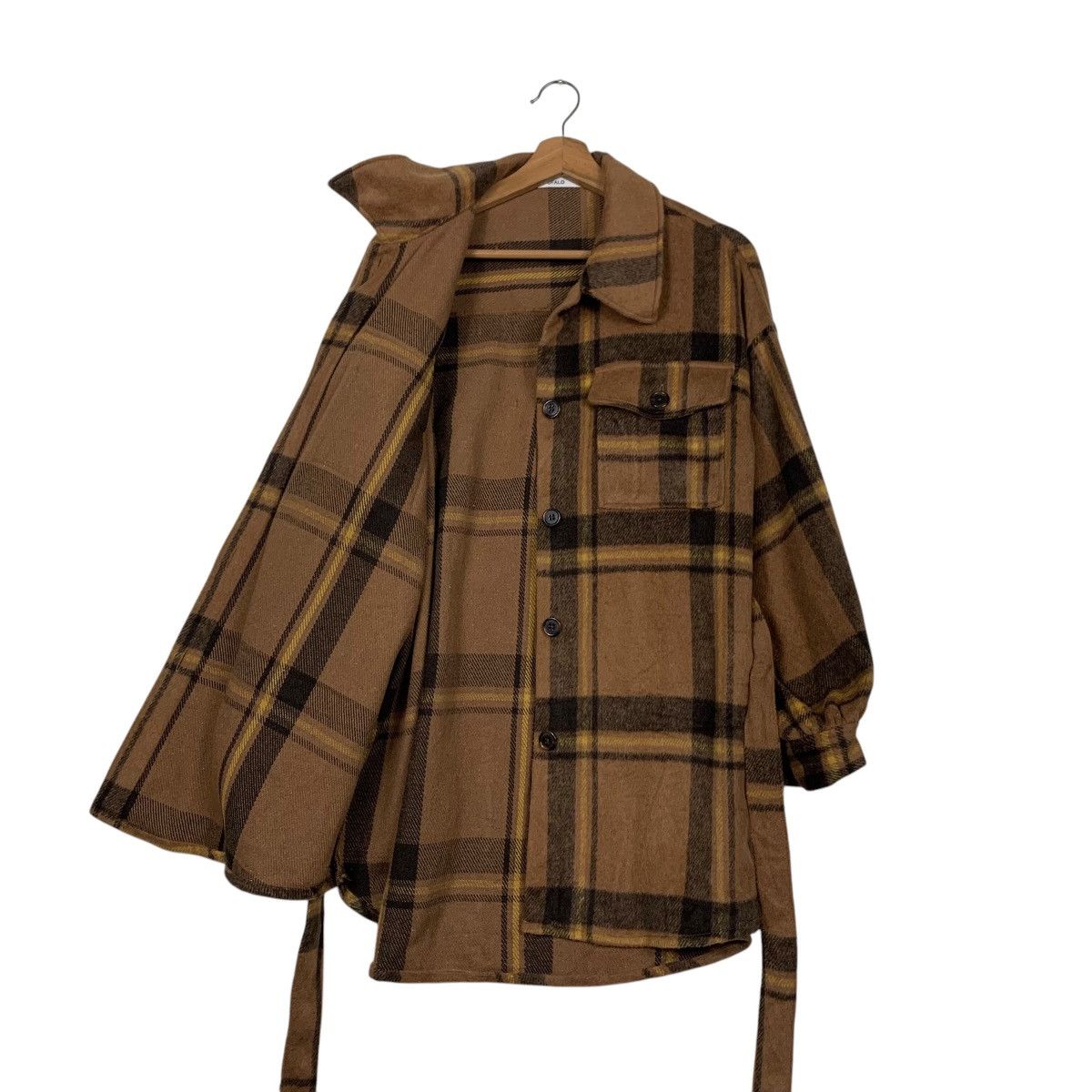 Japanese Brand OFALO Checked Belted Flannel Jacket #2438-C109 Size M / US 6-8 / IT 42-44 - 9 Thumbnail