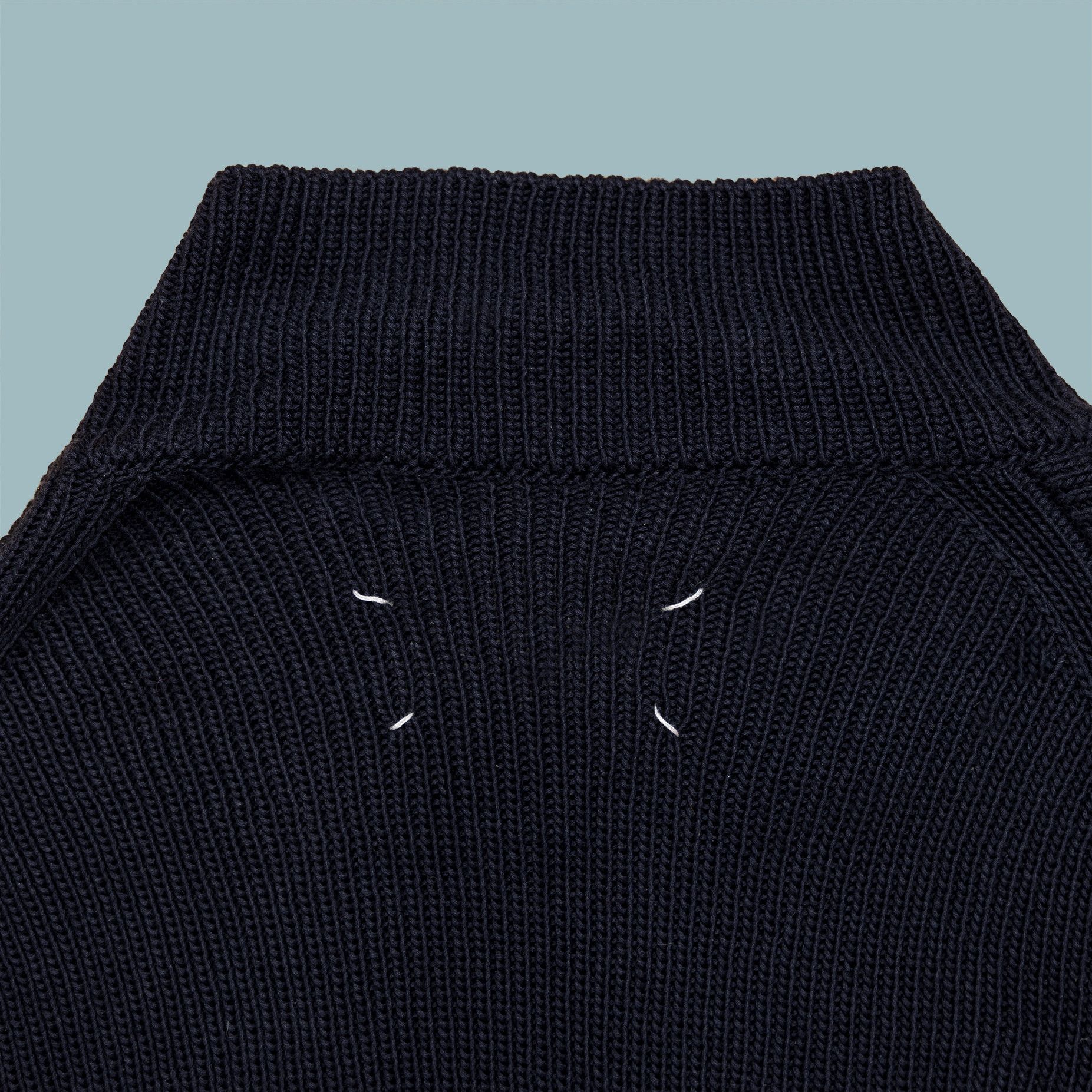 Maison Margiela MAISON MARGIELA Mock Neck Cotton Sweater Navy Size US L / EU 52-54 / 3 - 2 Thumbnail