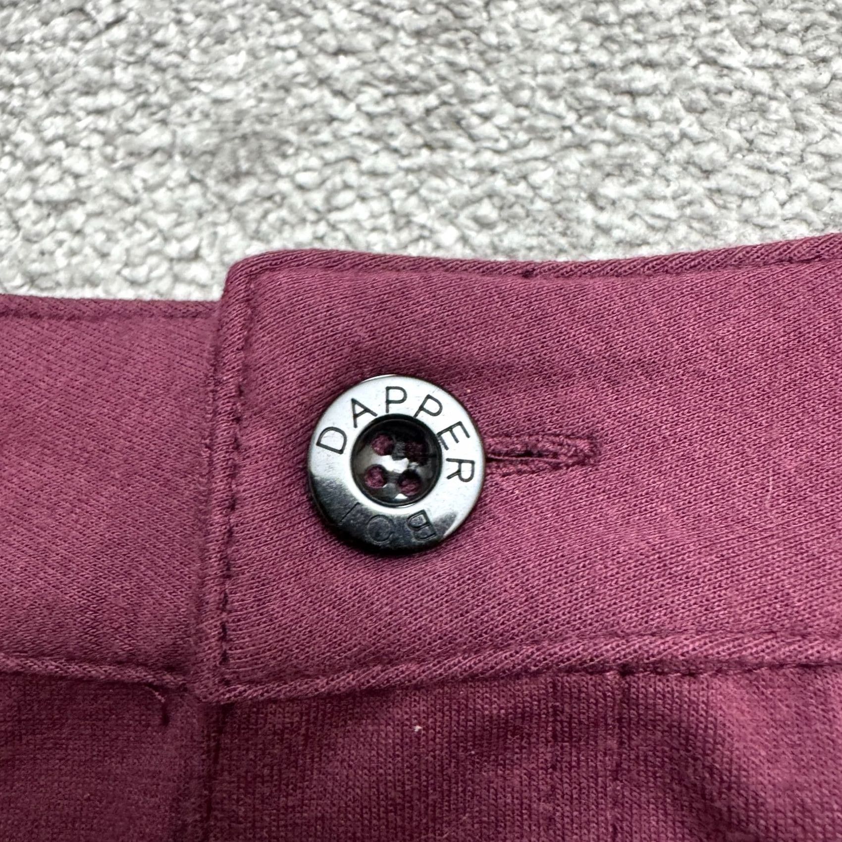 Vintage Dapper Boi Slim Fit Chino Pants Mens 38 Burgundy Red Cotton Stretch 5-Pocket Flat Front Straight Leg Casual Workwear 60s None Size US 38 / EU 54 - 6 Thumbnail