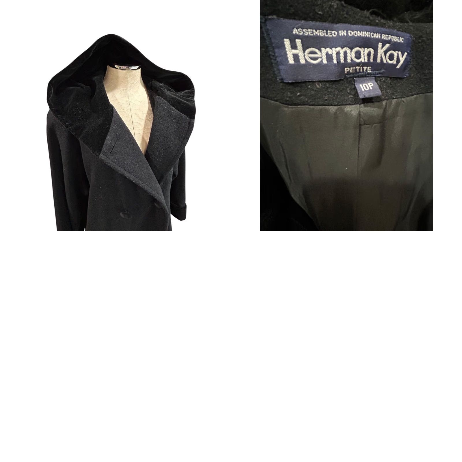 Velvet VINTAGE Herman Kay Petite Womens Jacket Wool Black Velvet Trim 10P Size 10P Womens Wool Jacket Velvet Trim Vintage Size L / US 10 / IT 46 - 8 Thumbnail
