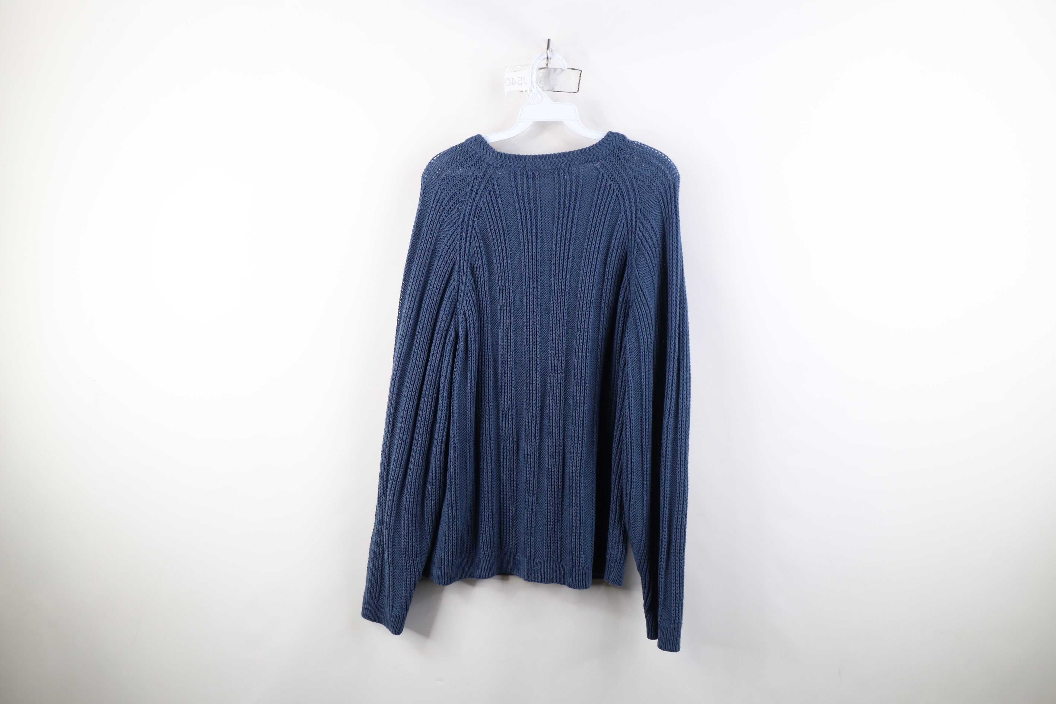 Vintage Vintage 90s Streetwear Ribbed Knit Crewneck Sweater Blue Size US L / EU 52-54 / 3 - 8 Thumbnail