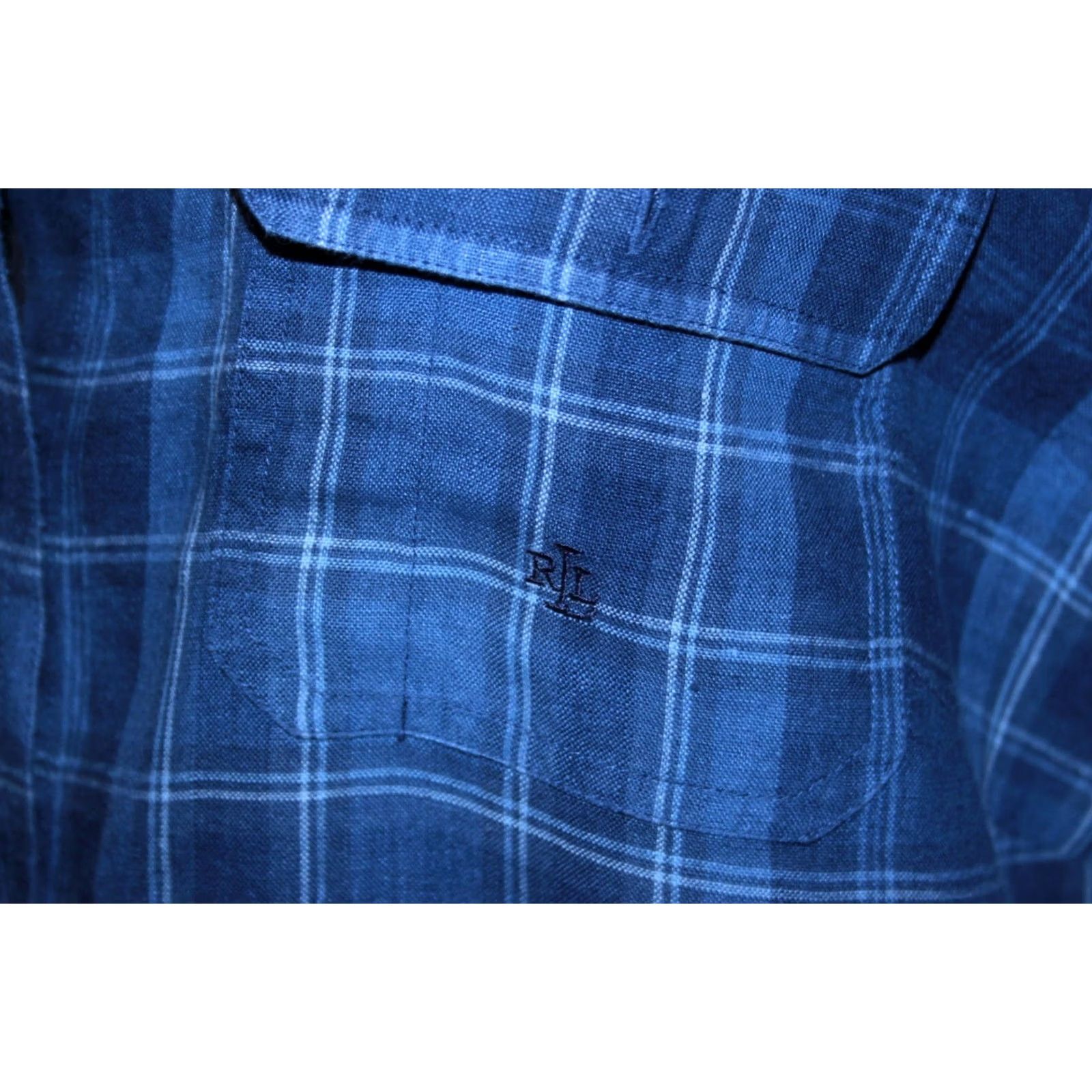 Ralph Lauren Lauren Ralph Lauren womens blue check shirt Size 2X 100% linen Button-Up Long Sleeve Size XXL / US 16-18 / IT 52-54 - 2 Thumbnail