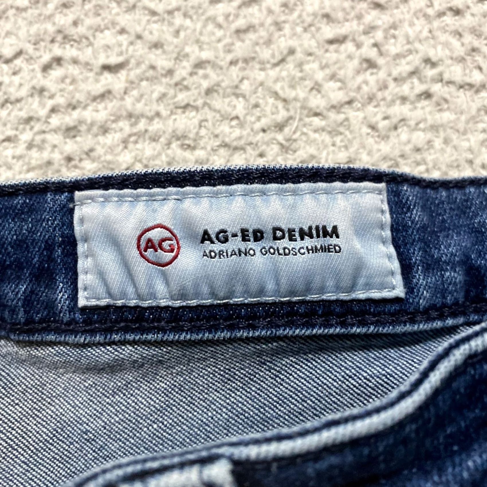 Denime AG Adriano Goldschmied Jeans Blue Denim Dark Wash Slim 29 - Womens - 5-Pocket Crop Stretch Button Zip Inseam 25 in Size 29" - 3 Thumbnail