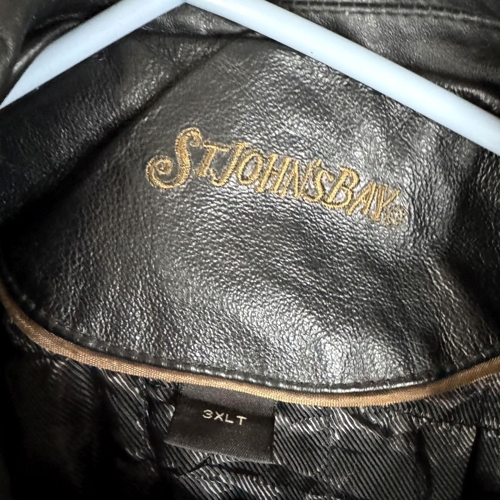 Vintage VINTAGE St. Johns Bay Jacket Mens 3XLT Black Leather Full Zip Mid Length Lined Overcoat Size US XXL / EU 58 / 5 - 7 Thumbnail