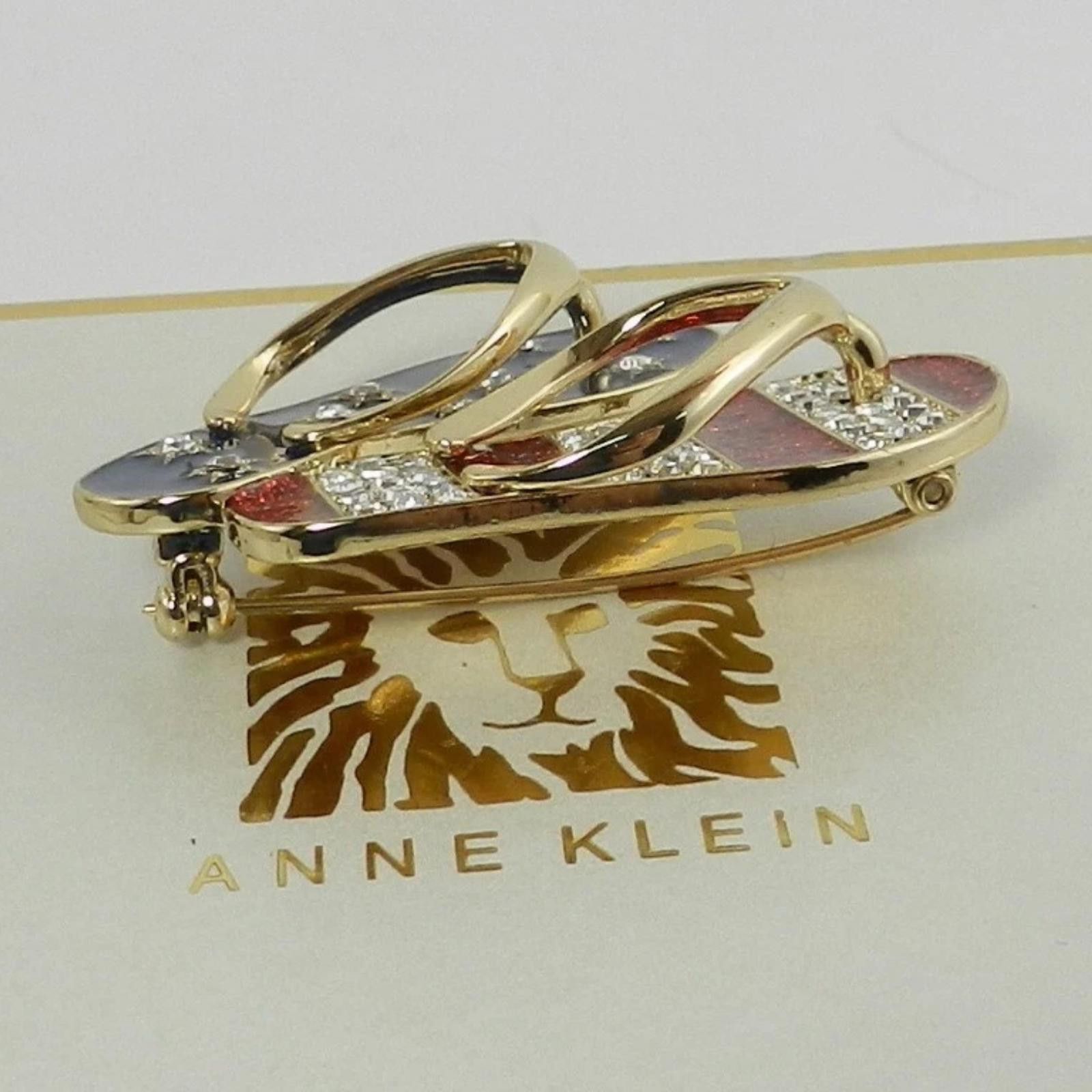 Other Anne Klein Gold-Tone Stars & Stripes Flip-Flops Pin Size ONE SIZE - 3 Thumbnail