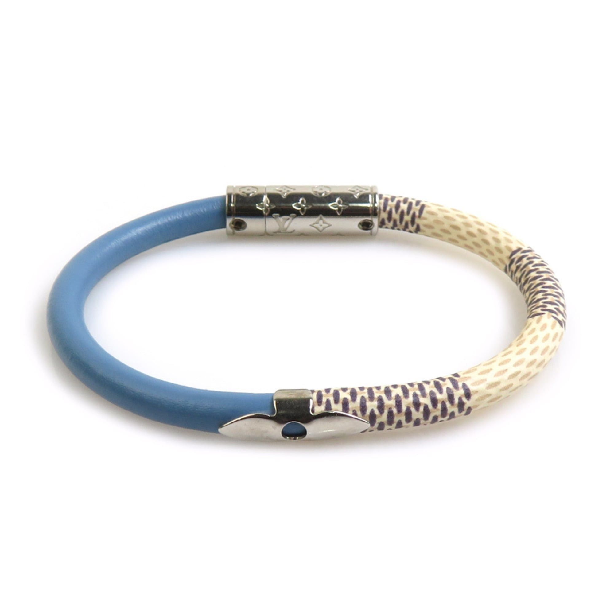 Louis Vuitton Louis Vuitton Bracelet Braslet Daily Confidential Damier Azur Canvas Leather Ivory x Blue Women's M6488F Free Shipping h32052i Size ONE SIZE - 1 Thumbnail