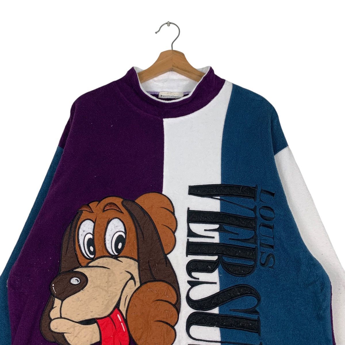 Japanese Brand LOUIS VERSUS Big Logo Colorblock Pullover Fleece #1259-C57 Size US M / EU 48-50 / 2 - 2 Thumbnail