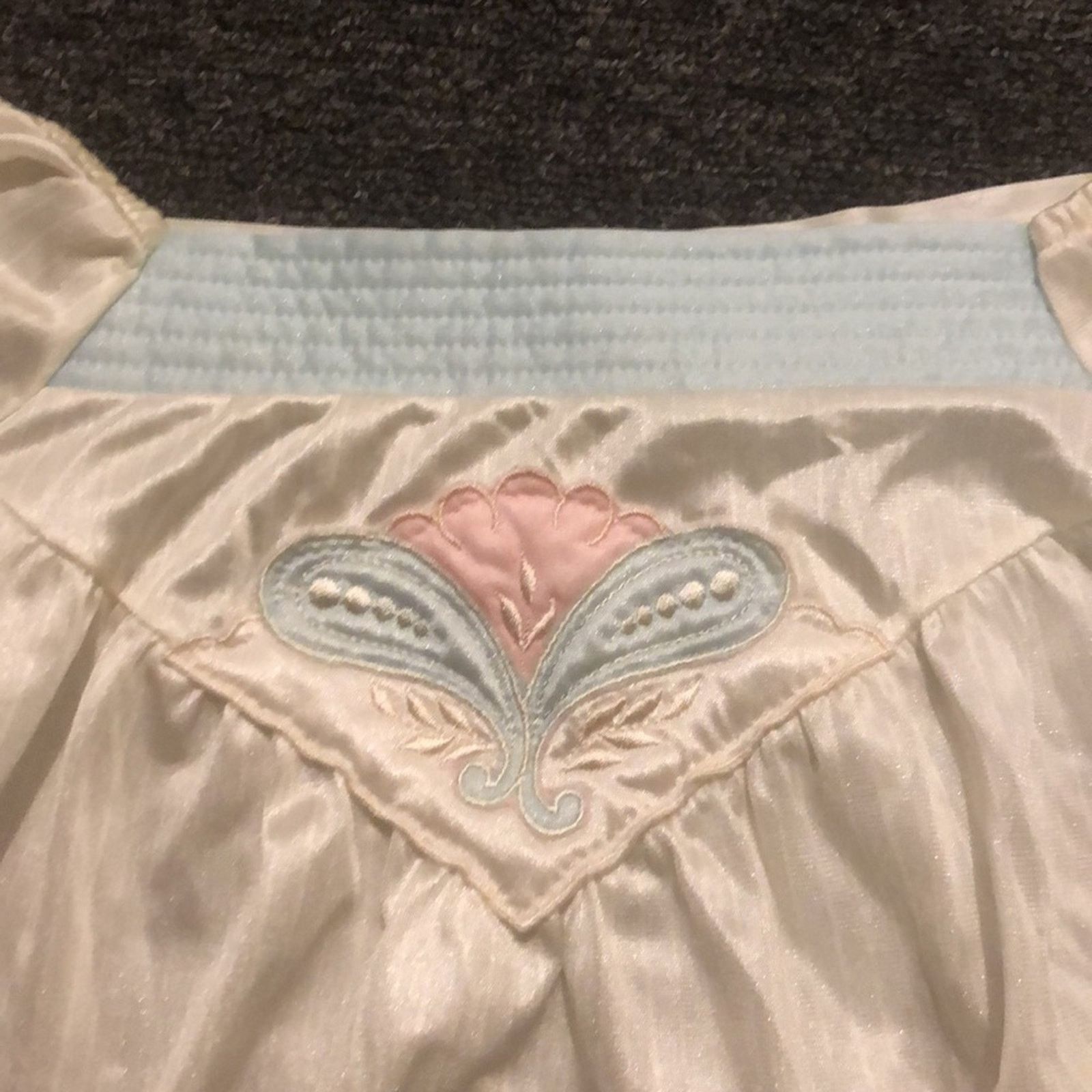 Vintage Deena Brand Night Gown 70's Women's Medium Ivory Long Size ONE SIZE - 2 Thumbnail