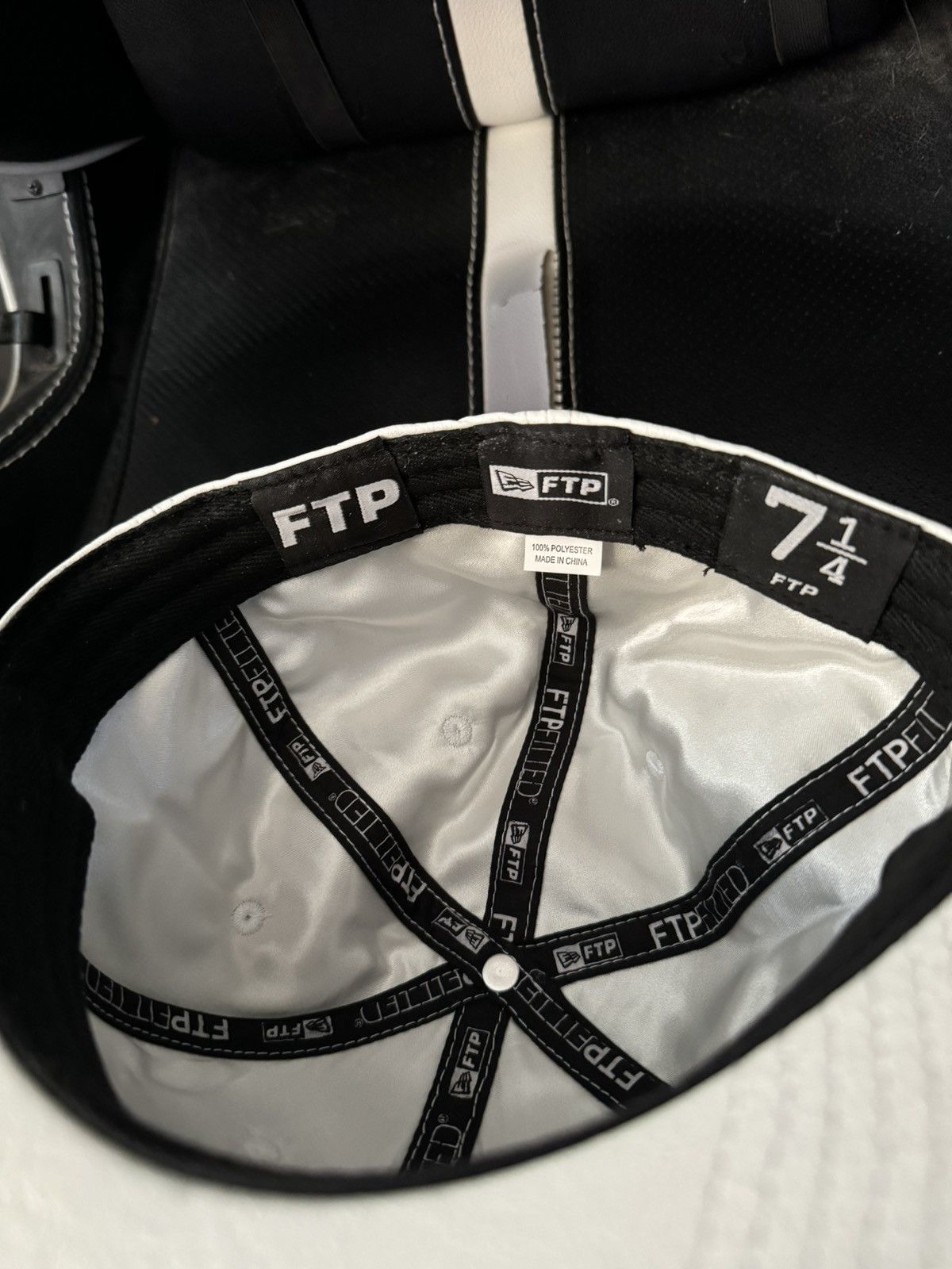 Fuck The Population FTP White Leather flexifit cap - 7 1/4 - NWOT Size ONE SIZE - 5 Thumbnail