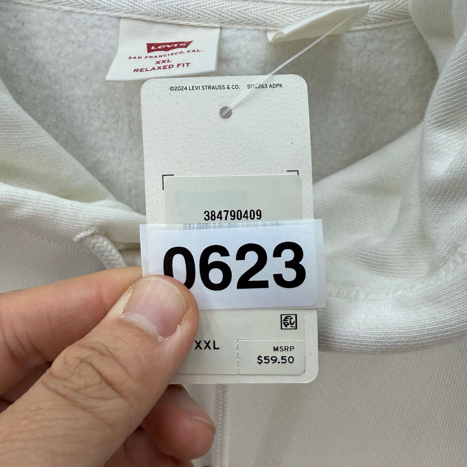 Levi's LEVI'S MEN'S XXL WHITE FLEECE HOODIE SIMPLICITY STYLE WARM Size US XXL / EU 58 / 5 - 3 Thumbnail