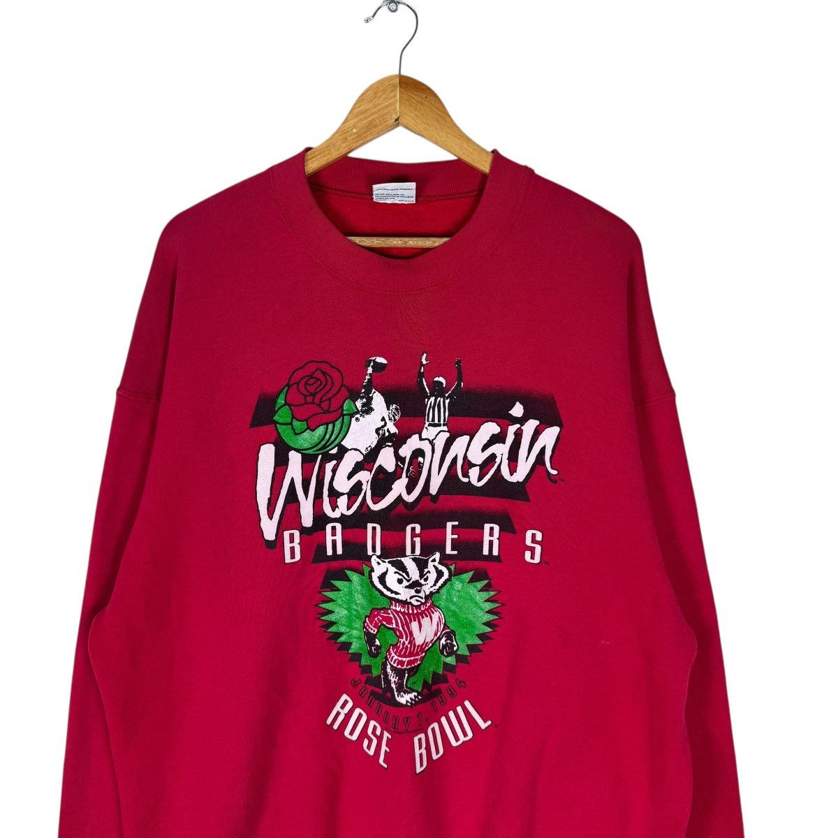 Vintage 🌟90s WISCONSIN BADGERS ROSE BOWL SWEATSHIRT Size US XXL / EU 58 / 5 - 2 Thumbnail
