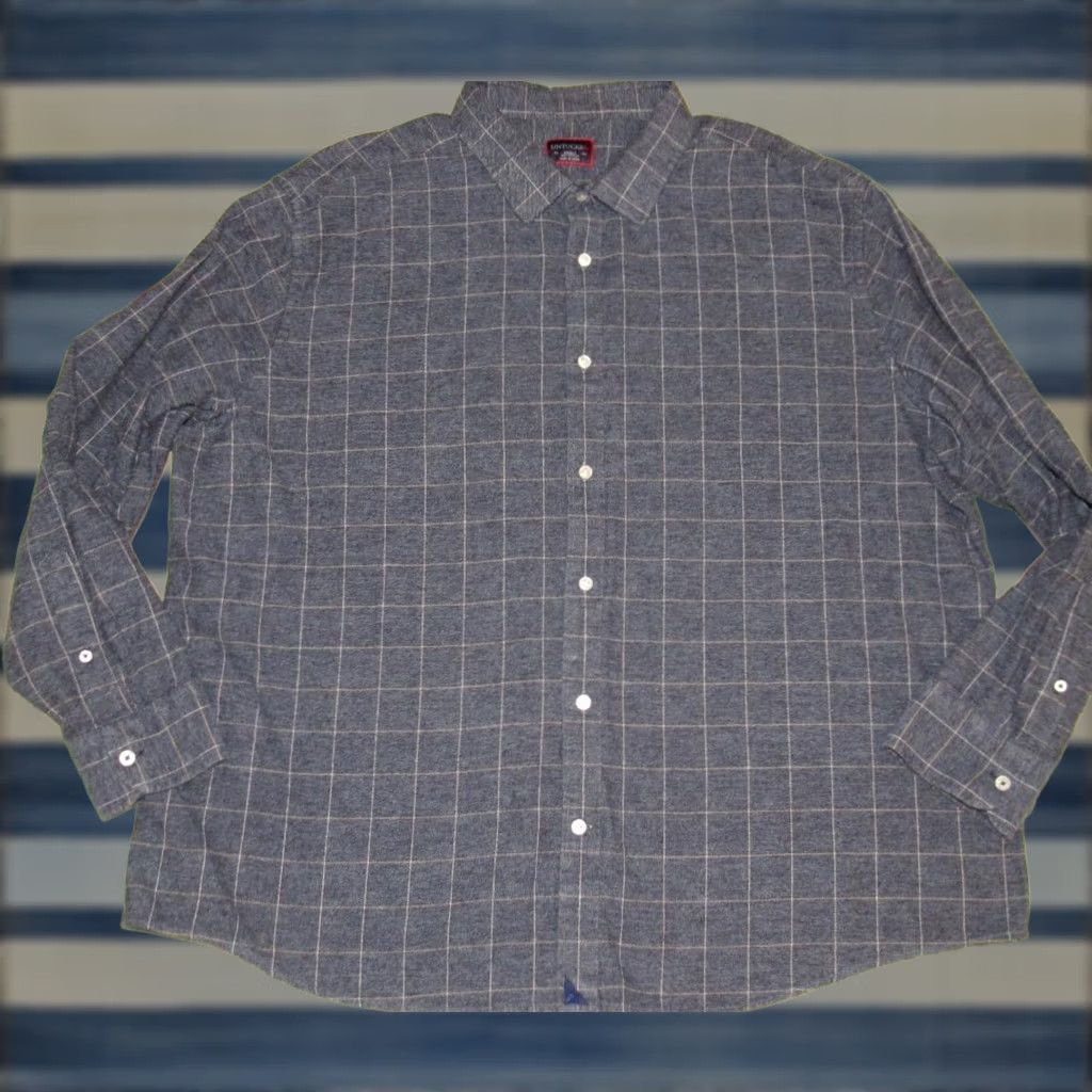 UNTUCKit UNTUCKit Blue Cotton Windowpane Long Sleeve Button Down Shirt 3XL XXXL Mens Shirt Size US XXL / EU 58 / 5 - 1 Thumbnail
