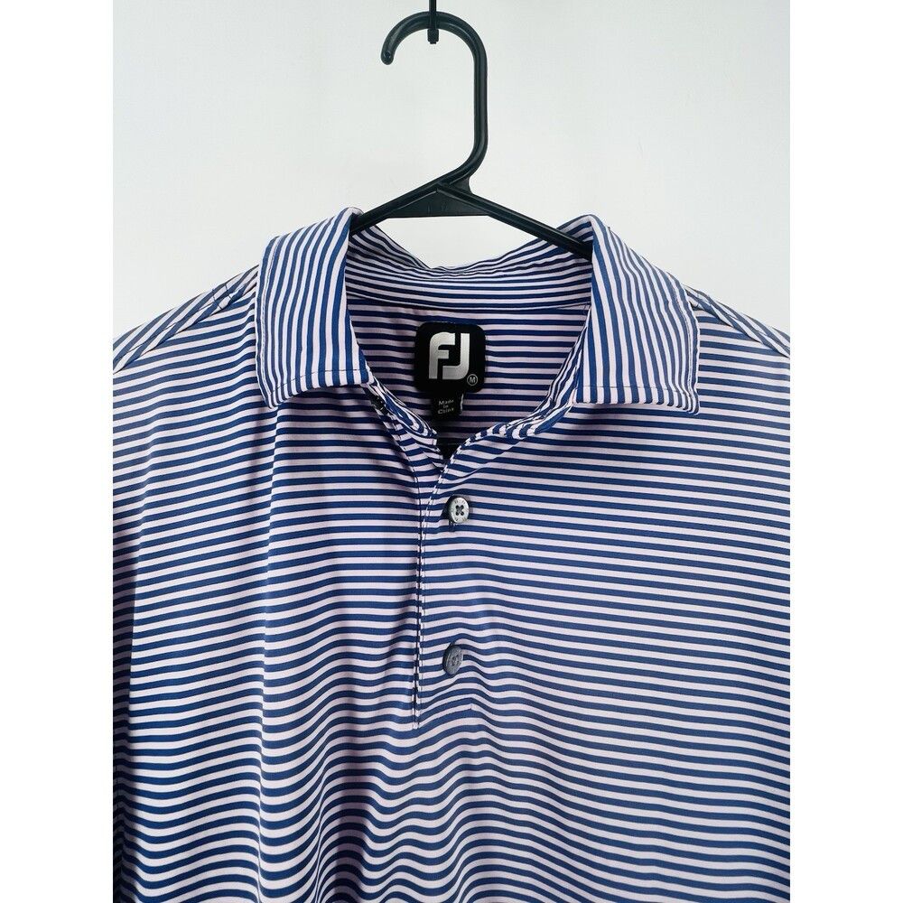 Footjoy FootJoy FJ Polo Shirt Mens Large Blue & Pink Striped Stretc Size US L / EU 52-54 / 3 - 4 Thumbnail