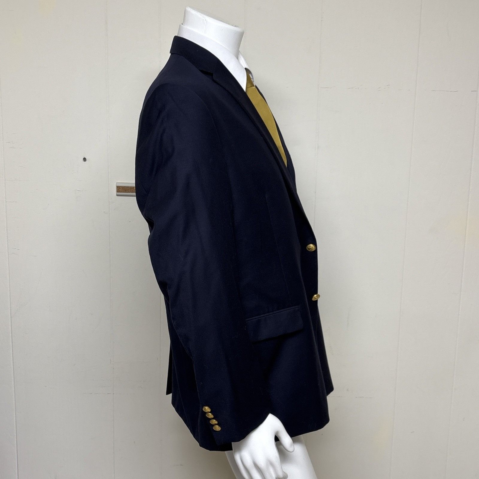 Ralph Lauren Gold Button Blue Wool Twill Blazer Mens 48R Spo