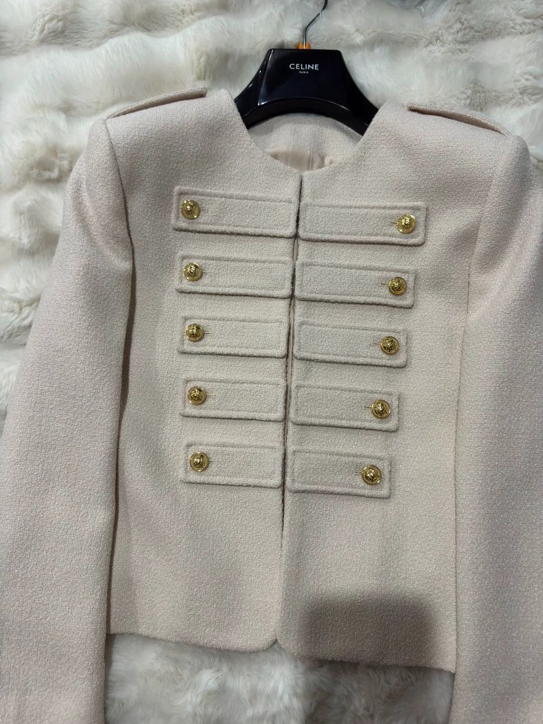 Celine CELINE size 38 White gold double-breasted wool jacket coat Size M / US 6-8 / IT 42-44 - 5 Thumbnail