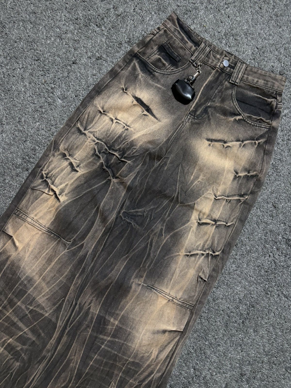 Jean × Vintage Vintage very rare wide super baggy thunder brown jeans Size US 29 - 2 Thumbnail