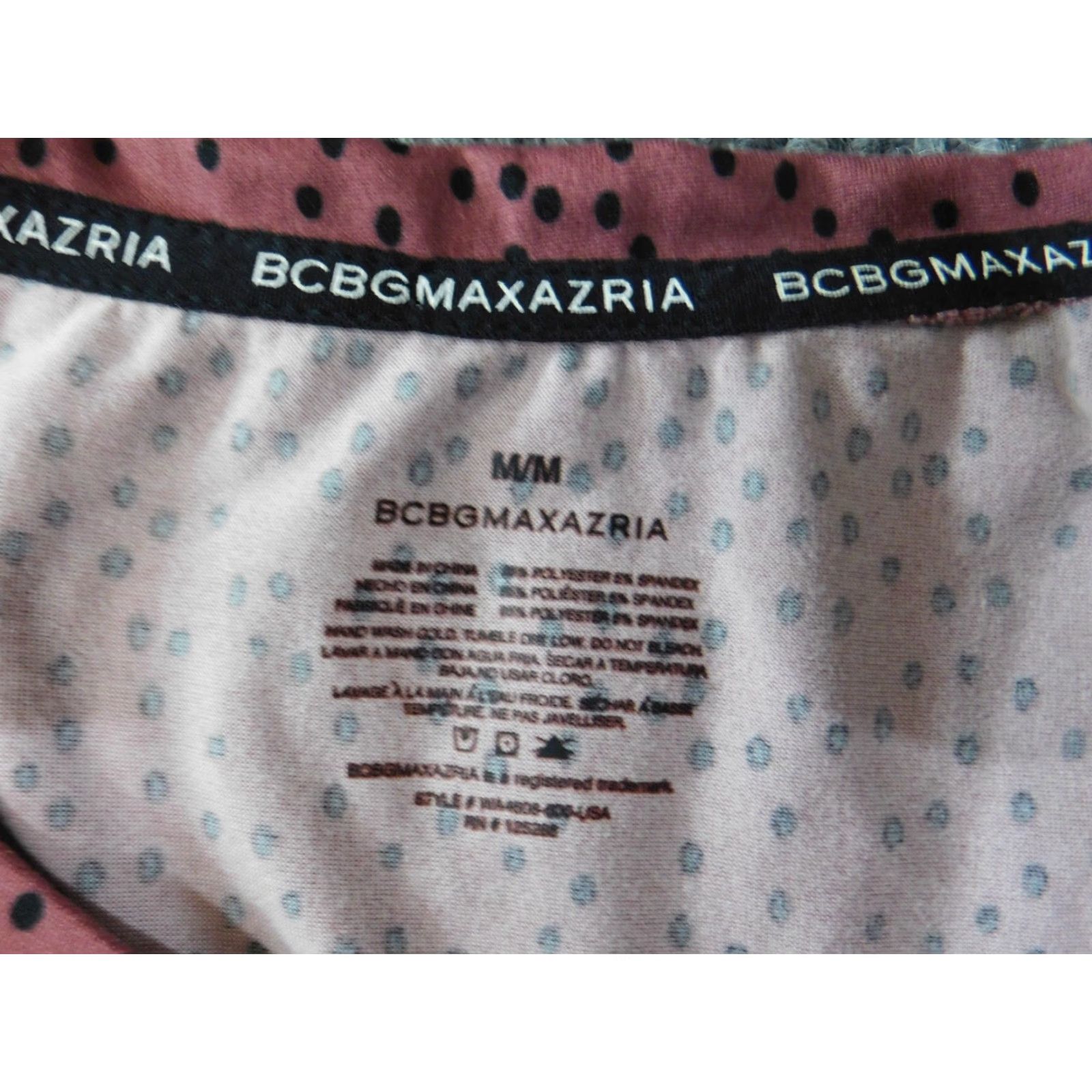Bcbgmaxazria BCBGMAXAZRIA Blouse Womens Medium Purple Polka Dot Crew Neck Pullover Stretch Peplum Casual Shirt Size M / US 6-8 / IT 42-44 - 4 Thumbnail