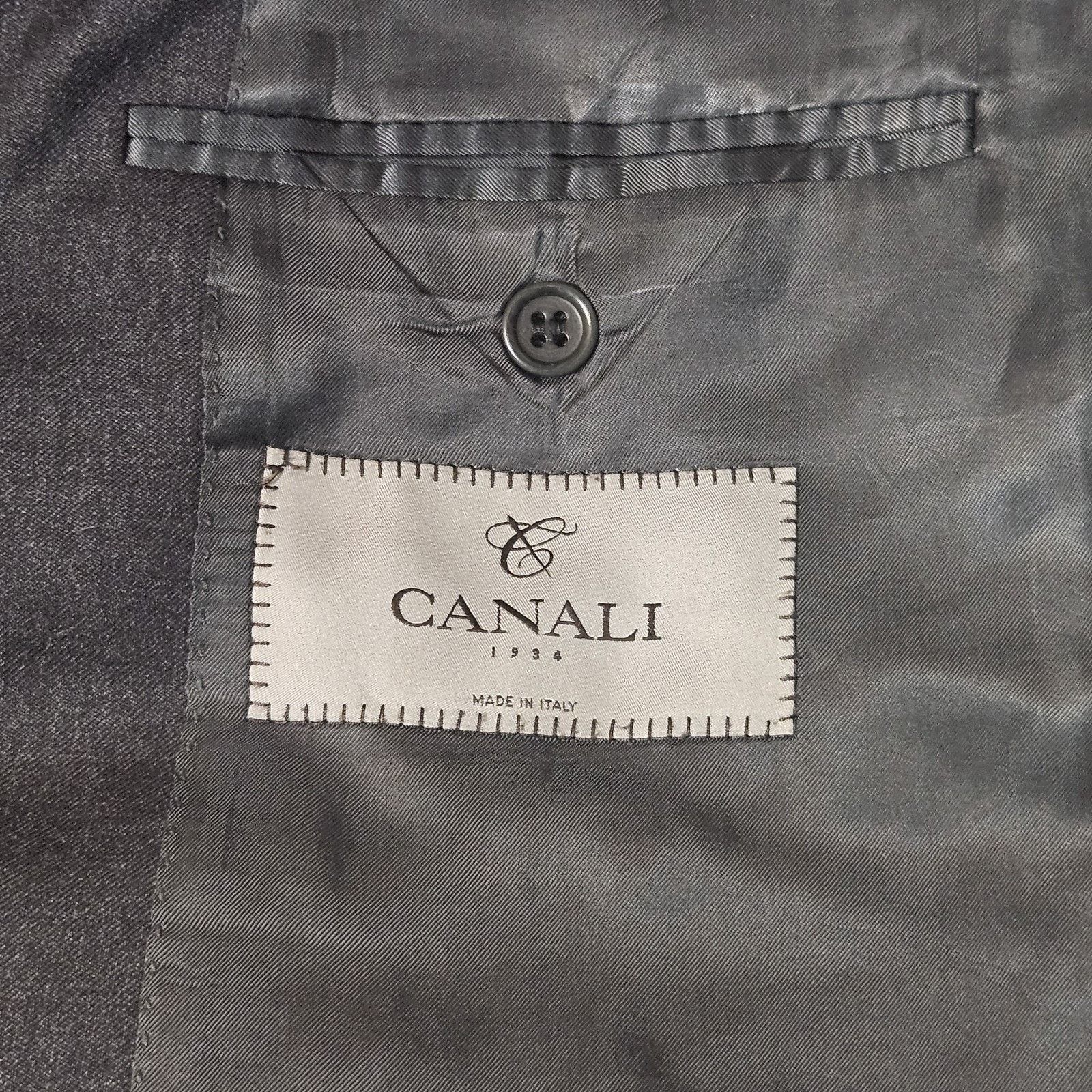 Canali Canali Blazer 46 CHARCOAL Sport Coat Wool Jacket Italy Men's Size 46R - 2 Thumbnail