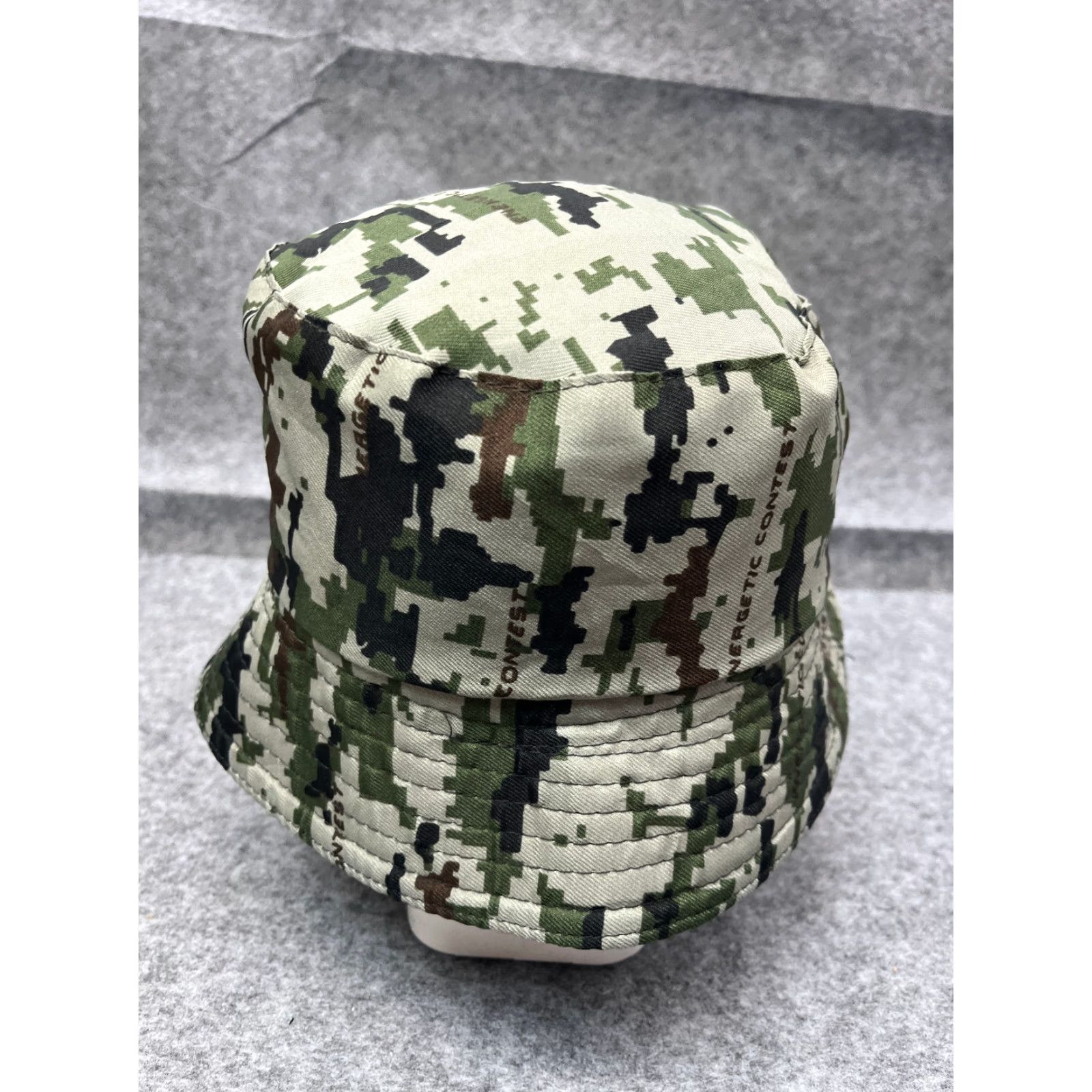 Vintage Energetic Contest Bucket Hat Adult One Size Green Camouflage Polyester Knit Hat Mens Camp Hiking Gear Size ONE SIZE - 6 Thumbnail