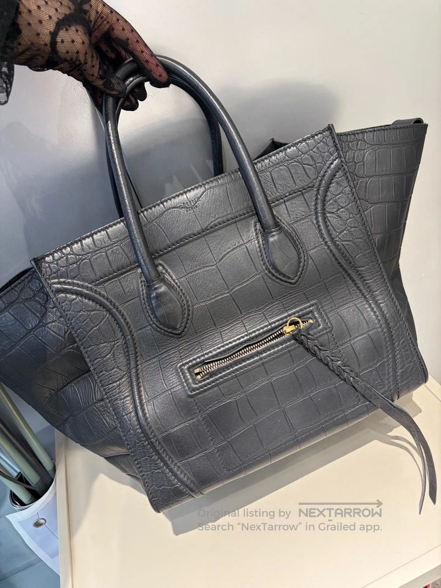 Celine Celine Black Phantom Crocodile Embossed Bag. Size ONE SIZE - 1 Thumbnail