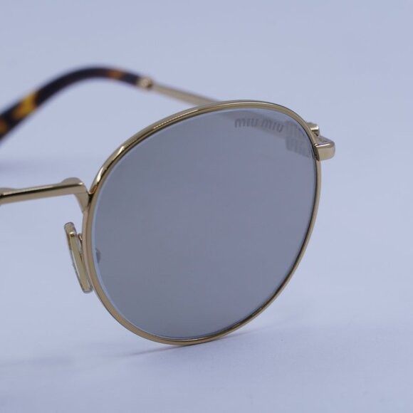 Miu Miu Miu Miu MU55ZS 5AK07F Sunglasses Gold Round Frame Size ONE SIZE - 6 Thumbnail