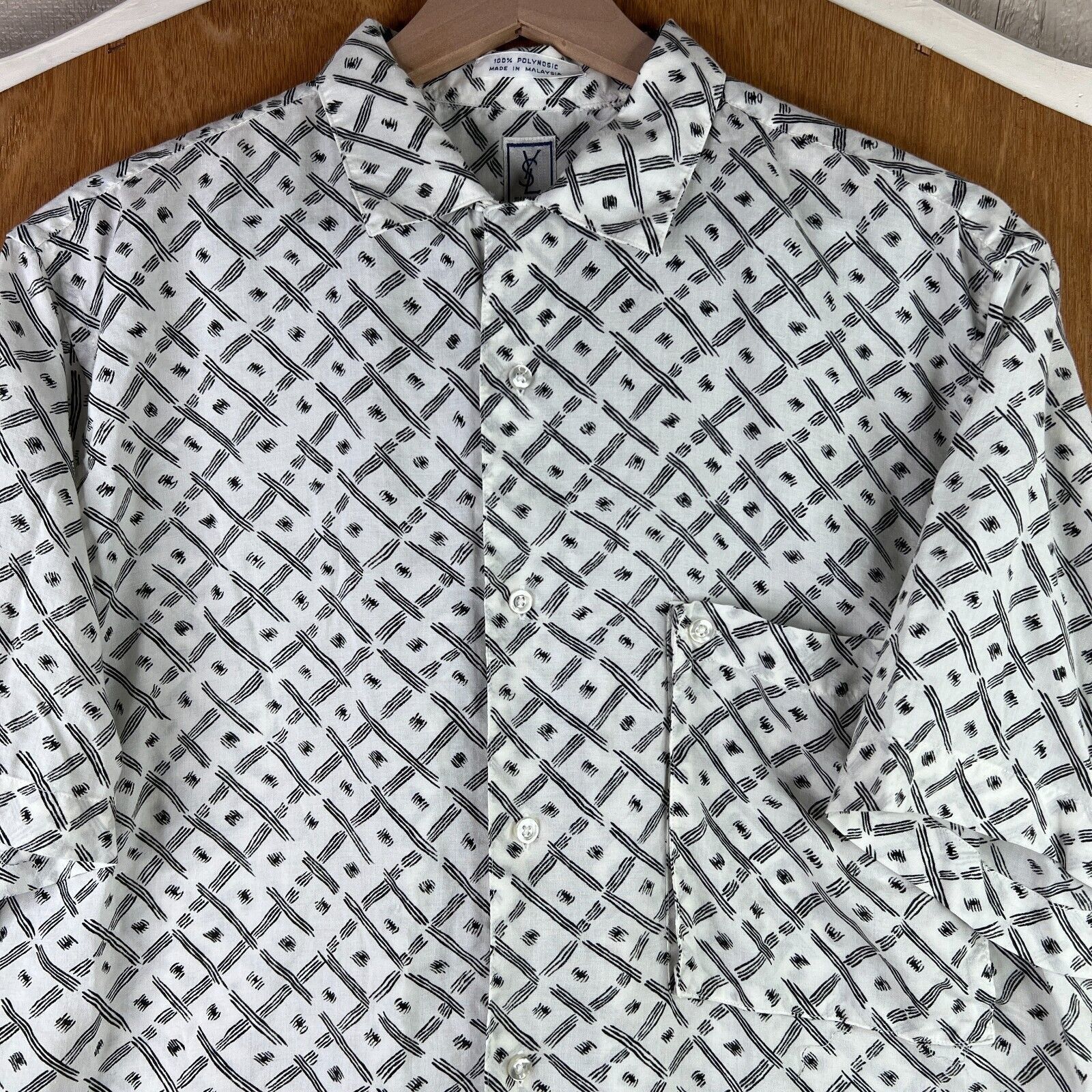 Yves Saint Laurent VINTAGE YSL Shirt Mens Medium White Camp Collar Yves 90s Grailed