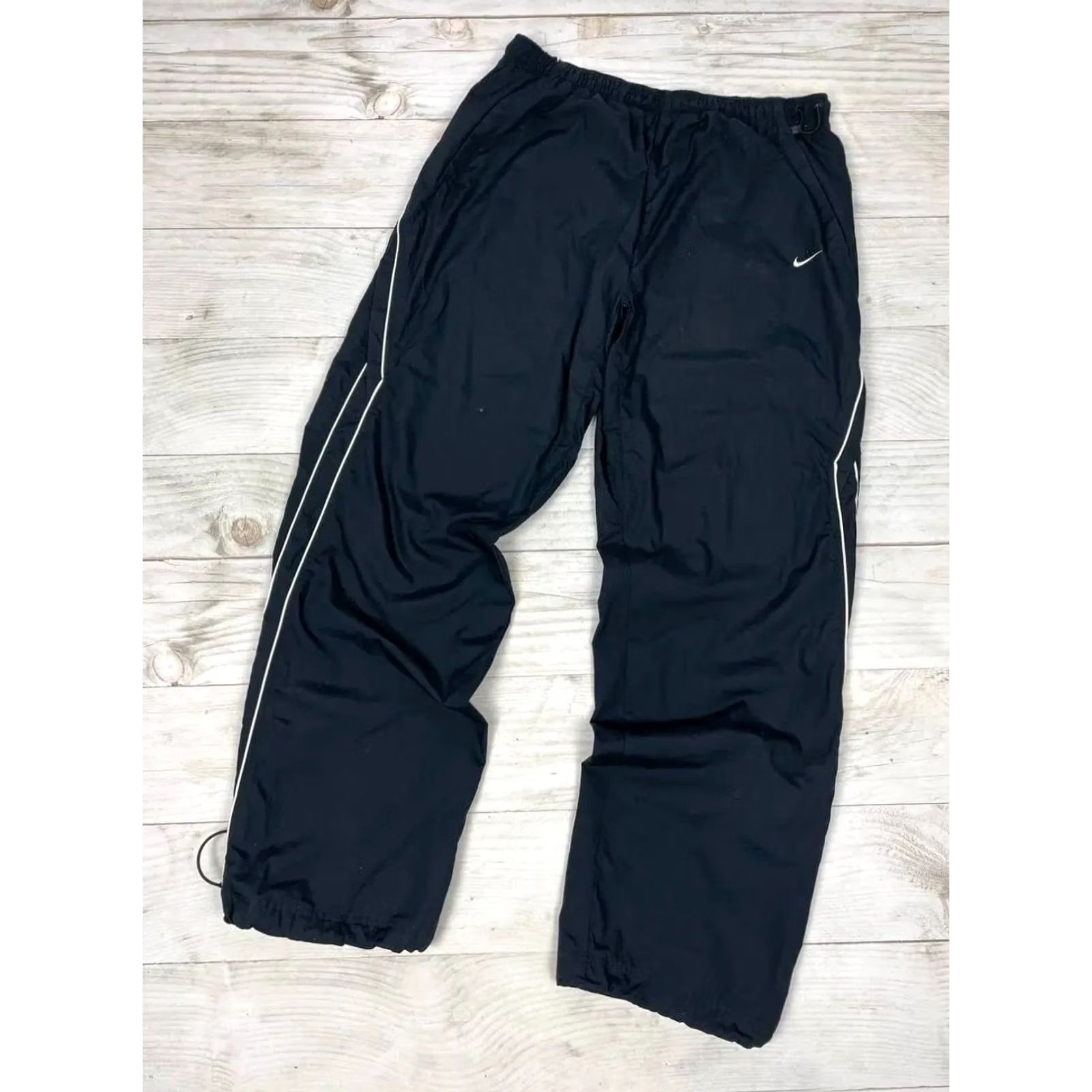 Nike VINTAGE Nike Track Pants Nylon Swoosh Striped Baggy Men XL Black Size US 36 / EU 52 - 6 Thumbnail