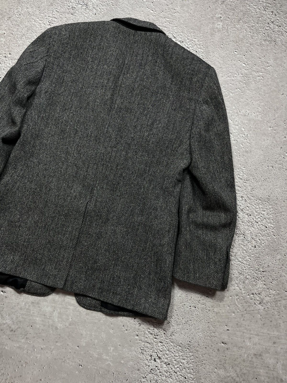 Harris Tweed Harris Tweed Herringbone Wool Blazer 42L Gray Jos A Bank Size 42L - 15 Thumbnail