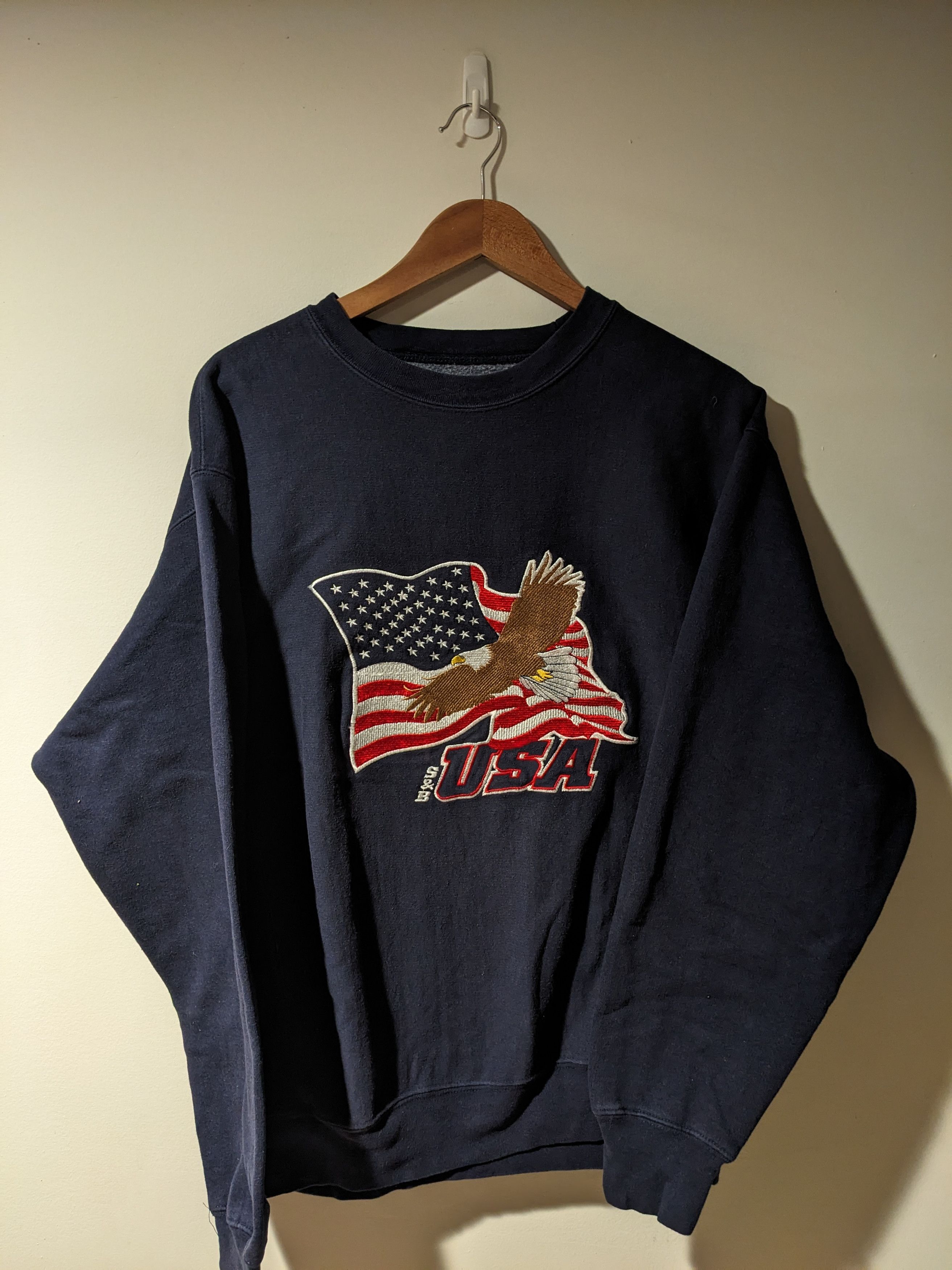 Steve And Barrys Vintage Y2K USA Eagle Animal Nature Blue Medium Sweatshirt Size US M / EU 48-50 / 2 - 1 Thumbnail