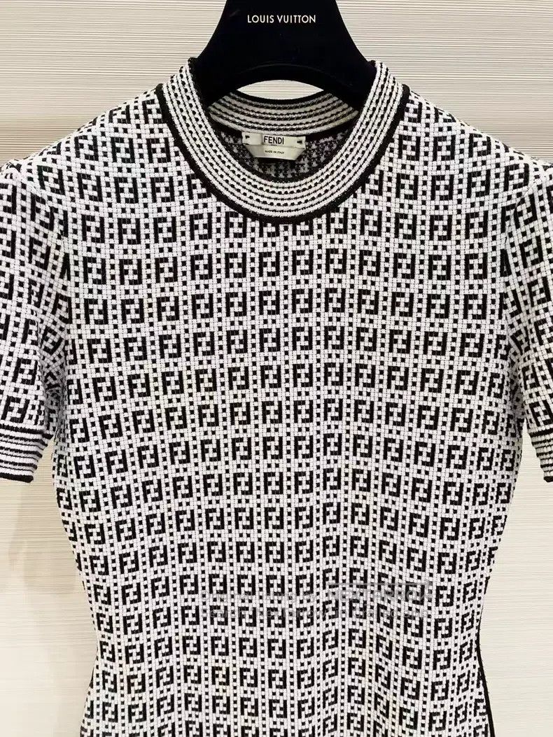 Fendi Fendi Double F Jacquard Knit Short Sleeve Dress Size XXS / US 00 / IT 34 - 2 Thumbnail