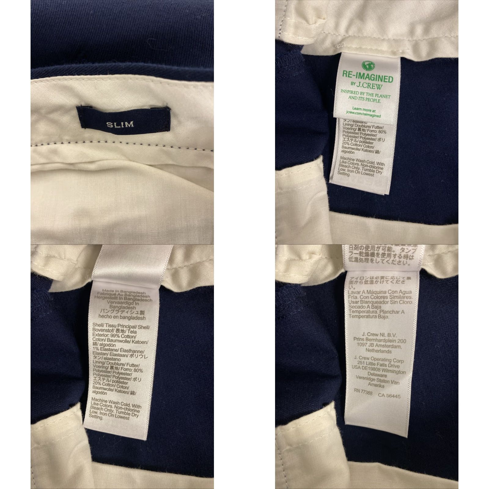 J.Crew VINTAGE J.Crew Slim Fit Dress Pants Men's 34x34 Chino Navy Blue Stretch Formal Trousers Size 34R - 8 Thumbnail
