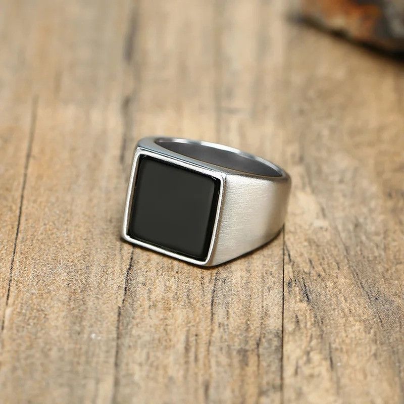 Jewelry × Vintage Stainless Steel Square Signet Ring Size ONE SIZE - 2 Thumbnail