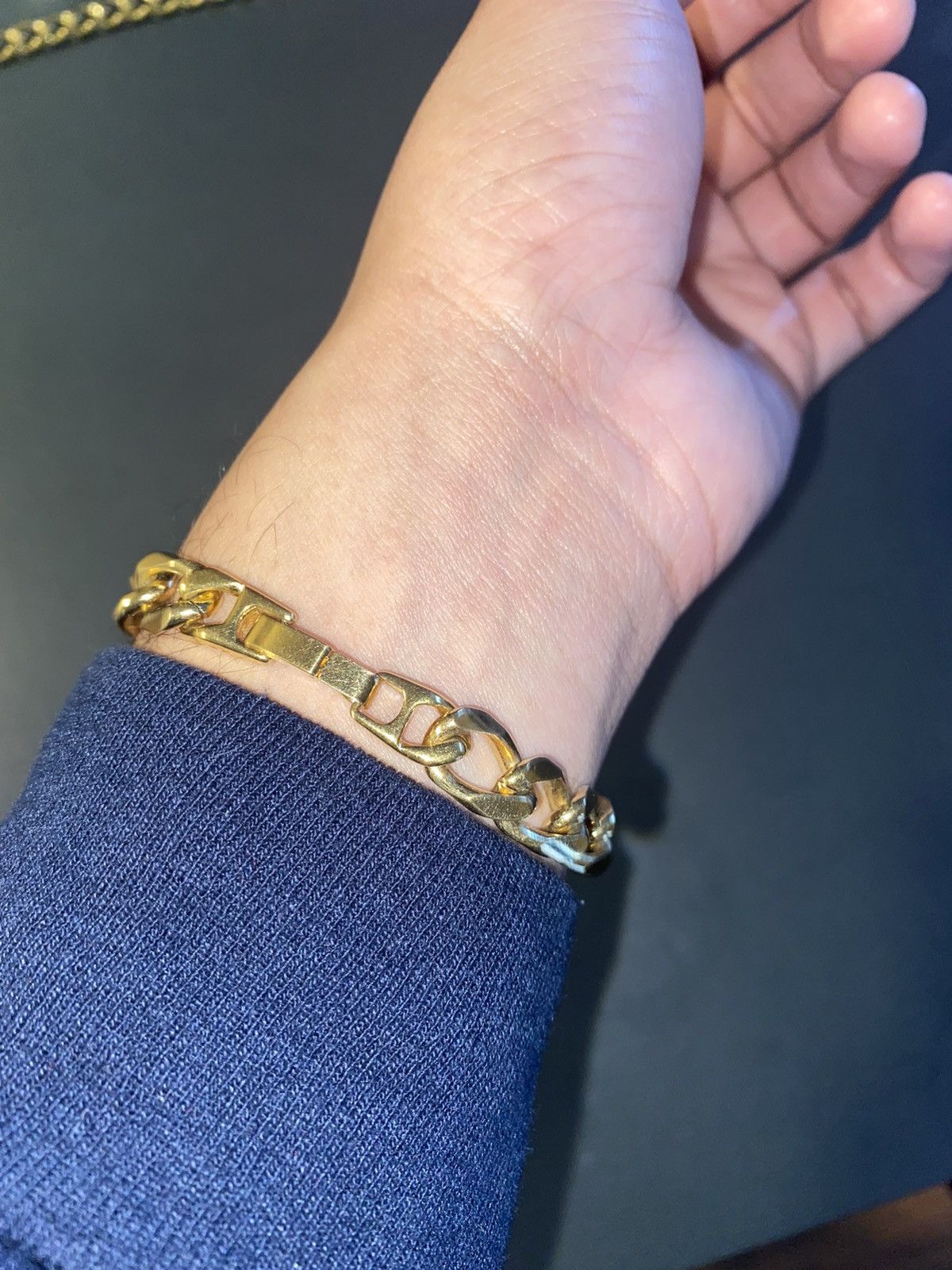 Jewelry Hollow Cuban Bracelet Gold Plated 9" Size ONE SIZE - 5 Thumbnail