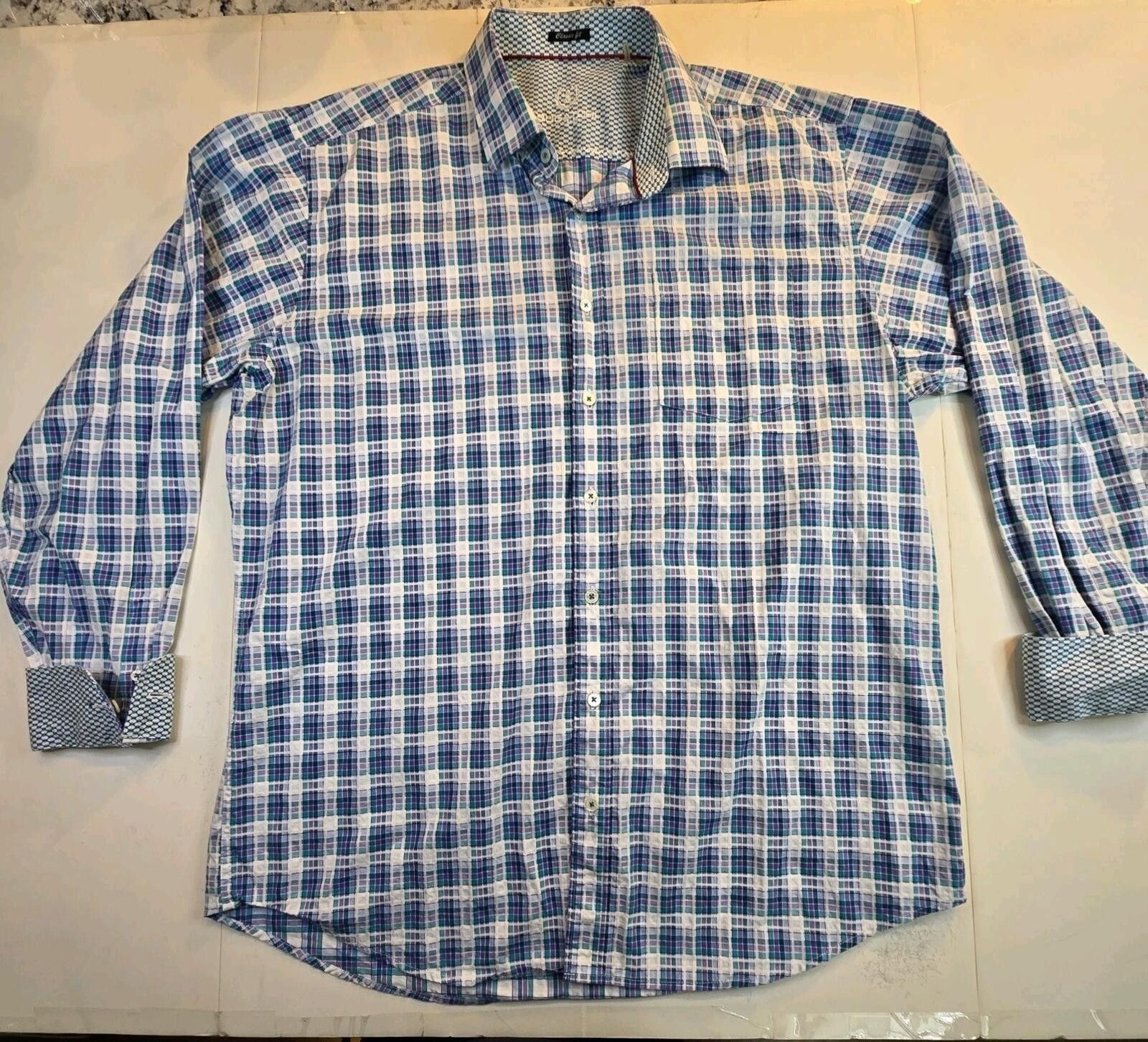 Other BUGATCHI Long Sleeved Plaid Button Up Shirt Men's XL Blue Size US XL / EU 56 / 4 - 1 Thumbnail