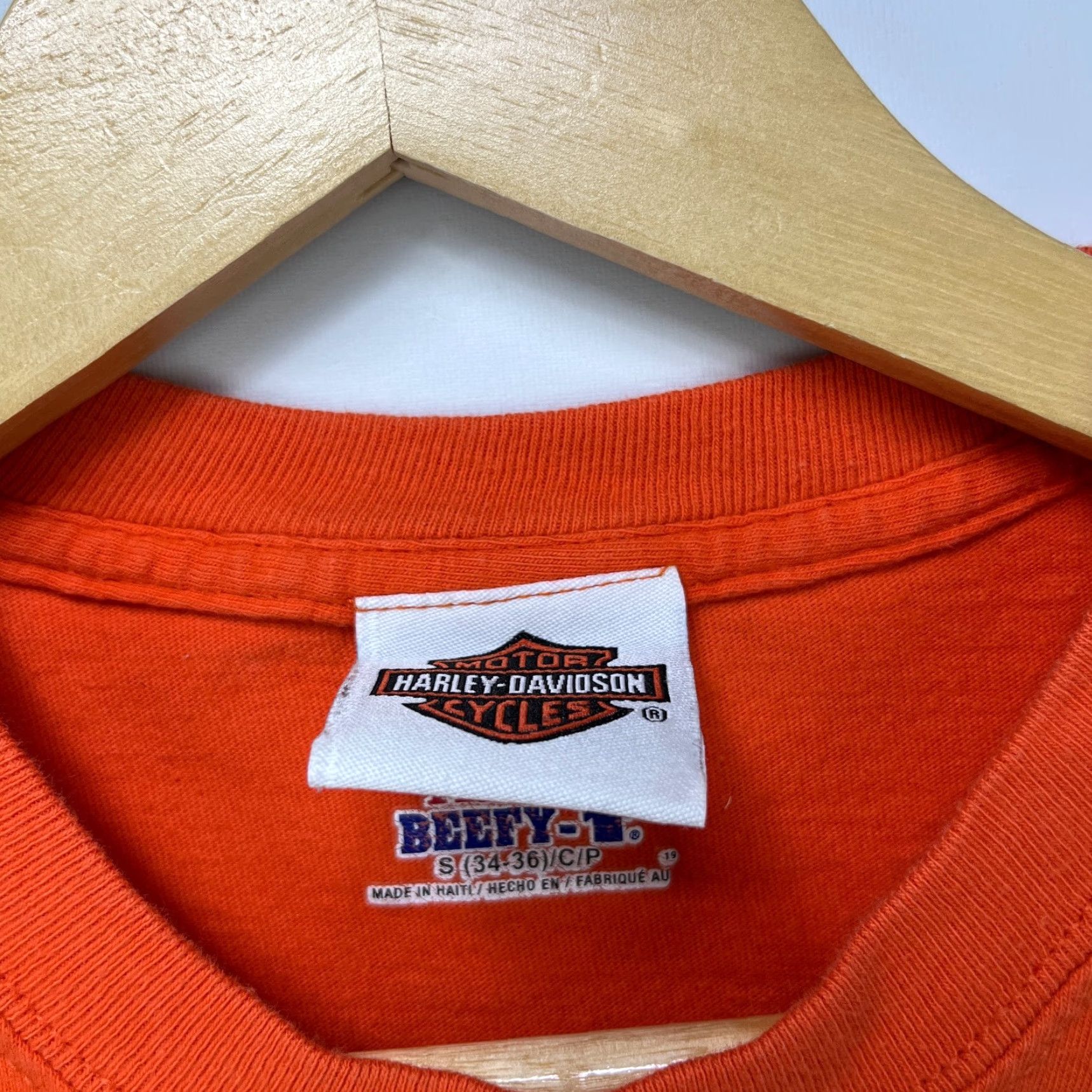 Harley Davidson VINTAGE Harley-Davidson Long Sleeve Shirt Mens S Orange 90s Memphis Tennessee Guitar Small Size US S / EU 44-46 / 1 - 7 Thumbnail