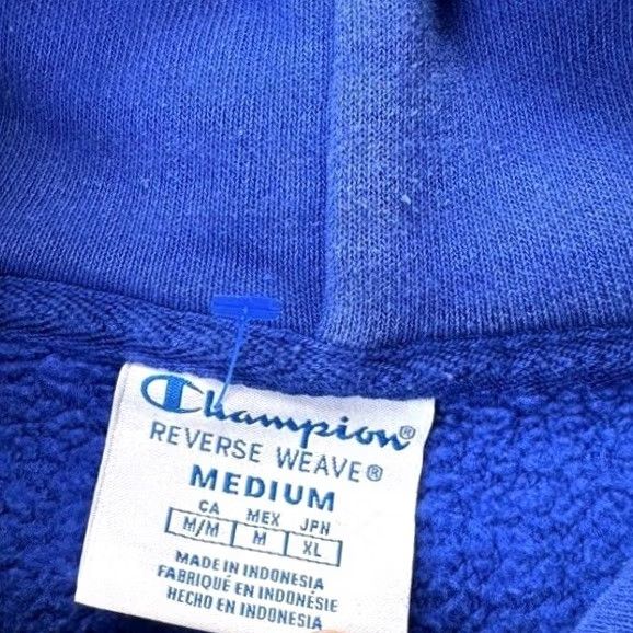 Champion Champion Reverse Weave Hoodie Mens Medium Blue Logo Sweatshirt Drawstring Pullover Size US M / EU 48-50 / 2 - 4 Thumbnail